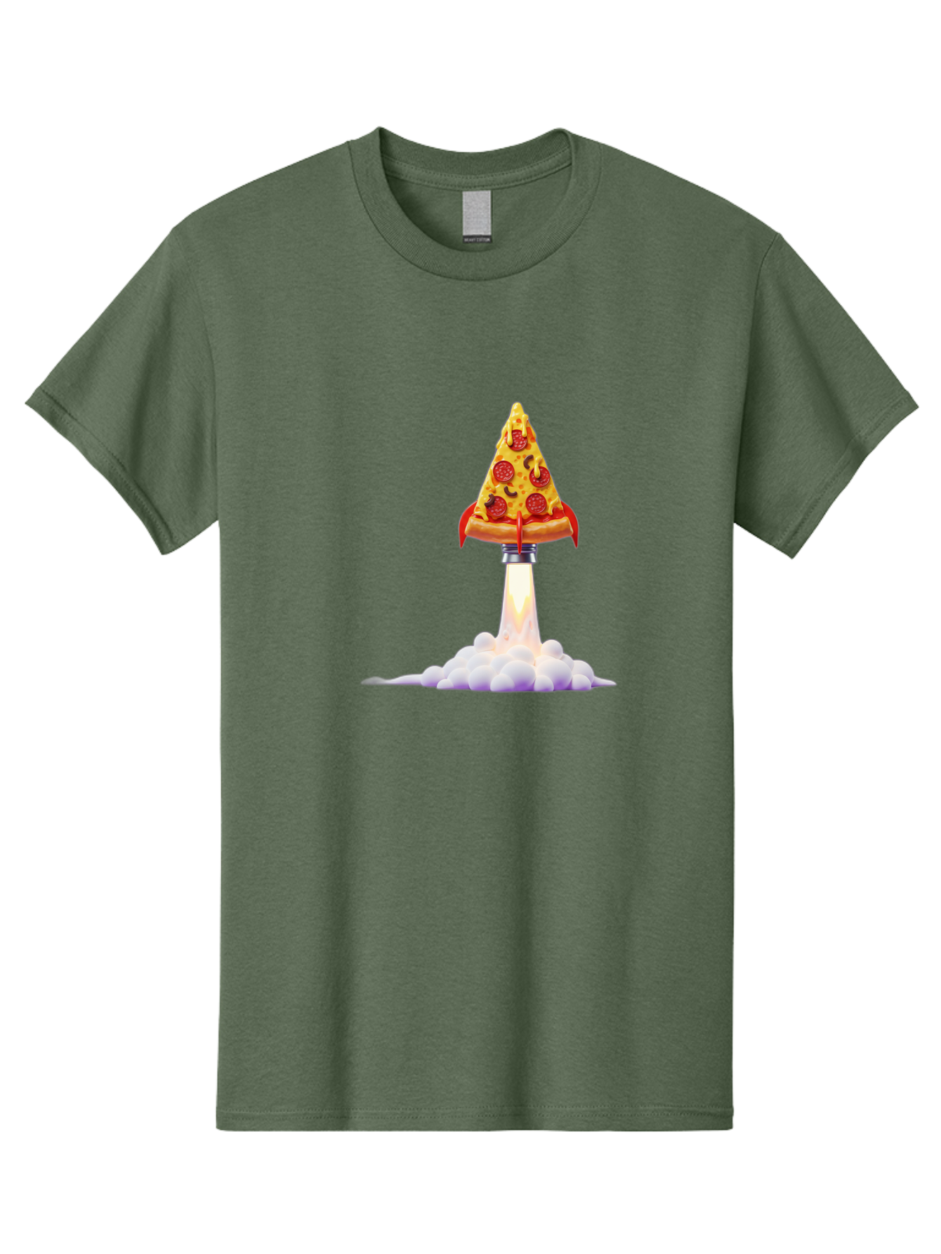 Pepperoni-Pizza-Slice-Rocket Men'S Graphic Tee, 100% Cotton, Comfortable Casual Summer Wear, Machine Washable, Pepperoni Pizza Slice, Rocket Launch, Food Art, Cartoon Style, Funny Illustration, Melted Cheese, Spicy Toppings, Creative Design Bac242