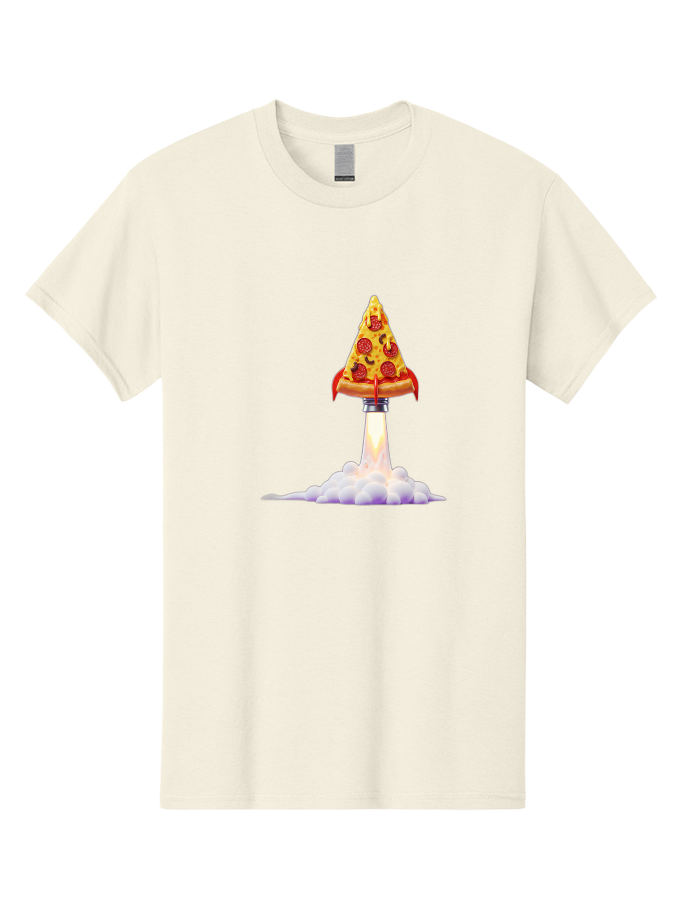 Pepperoni-Pizza-Slice-Rocket Men'S Graphic Tee, 100% Cotton, Comfortable Casual Summer Wear, Machine Washable, Pepperoni Pizza Slice, Rocket Launch, Food Art, Cartoon Style, Funny Illustration, Melted Cheese, Spicy Toppings, Creative Design Bac242