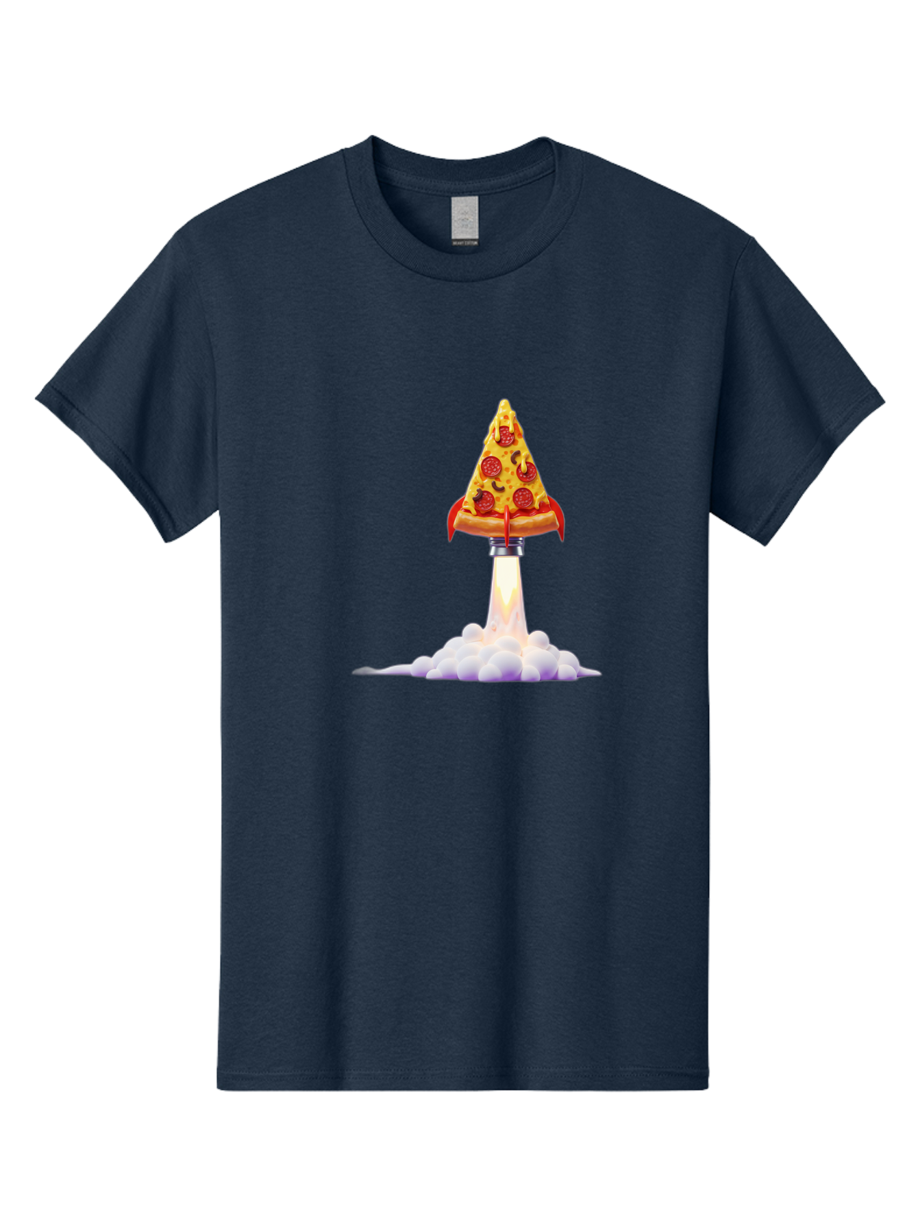 Pepperoni-Pizza-Slice-Rocket Men'S Graphic Tee, 100% Cotton, Comfortable Casual Summer Wear, Machine Washable, Pepperoni Pizza Slice, Rocket Launch, Food Art, Cartoon Style, Funny Illustration, Melted Cheese, Spicy Toppings, Creative Design Bac242