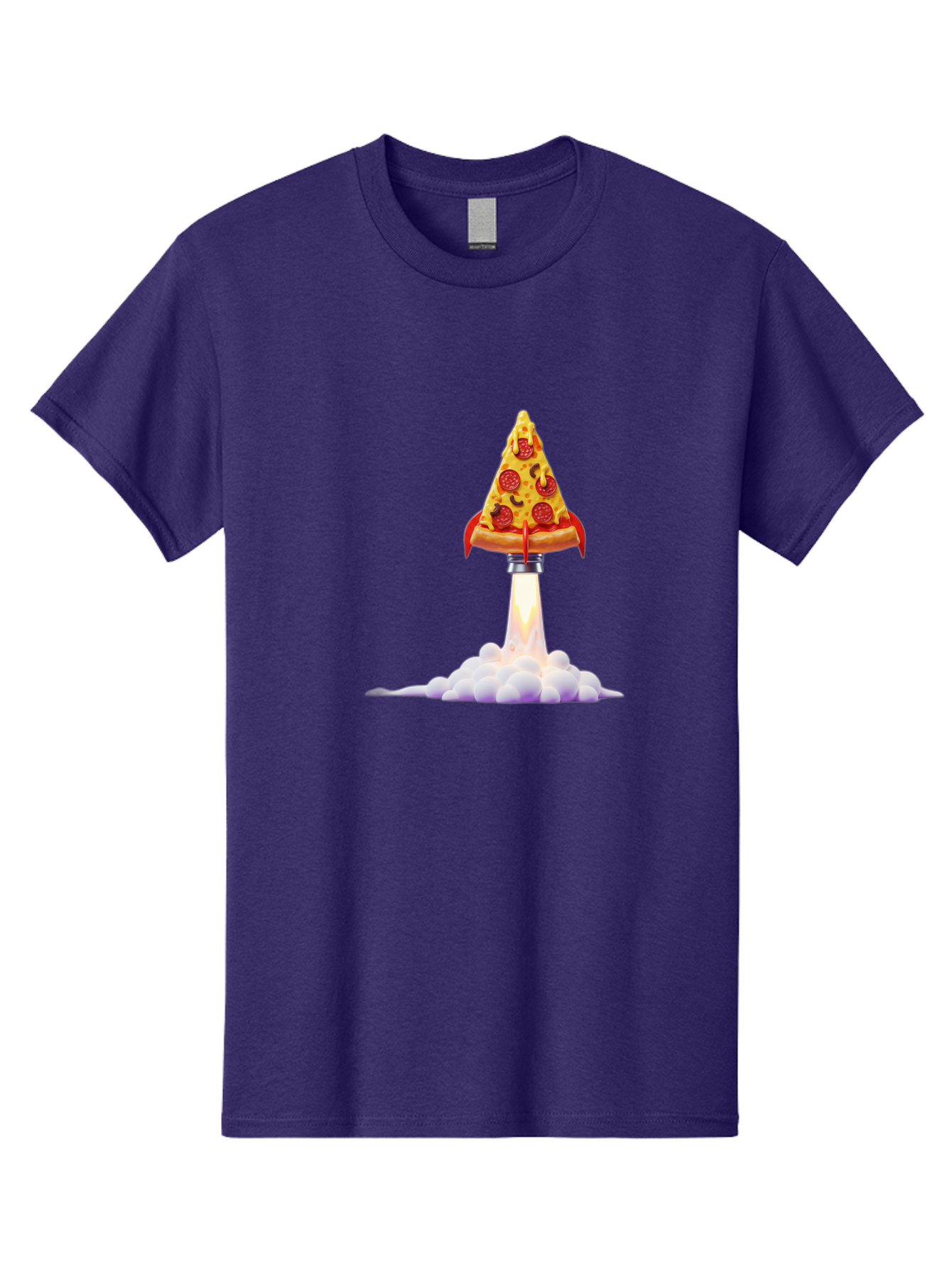 Pepperoni-Pizza-Slice-Rocket Men'S Graphic Tee, 100% Cotton, Comfortable Casual Summer Wear, Machine Washable, Pepperoni Pizza Slice, Rocket Launch, Food Art, Cartoon Style, Funny Illustration, Melted Cheese, Spicy Toppings, Creative Design Bac242