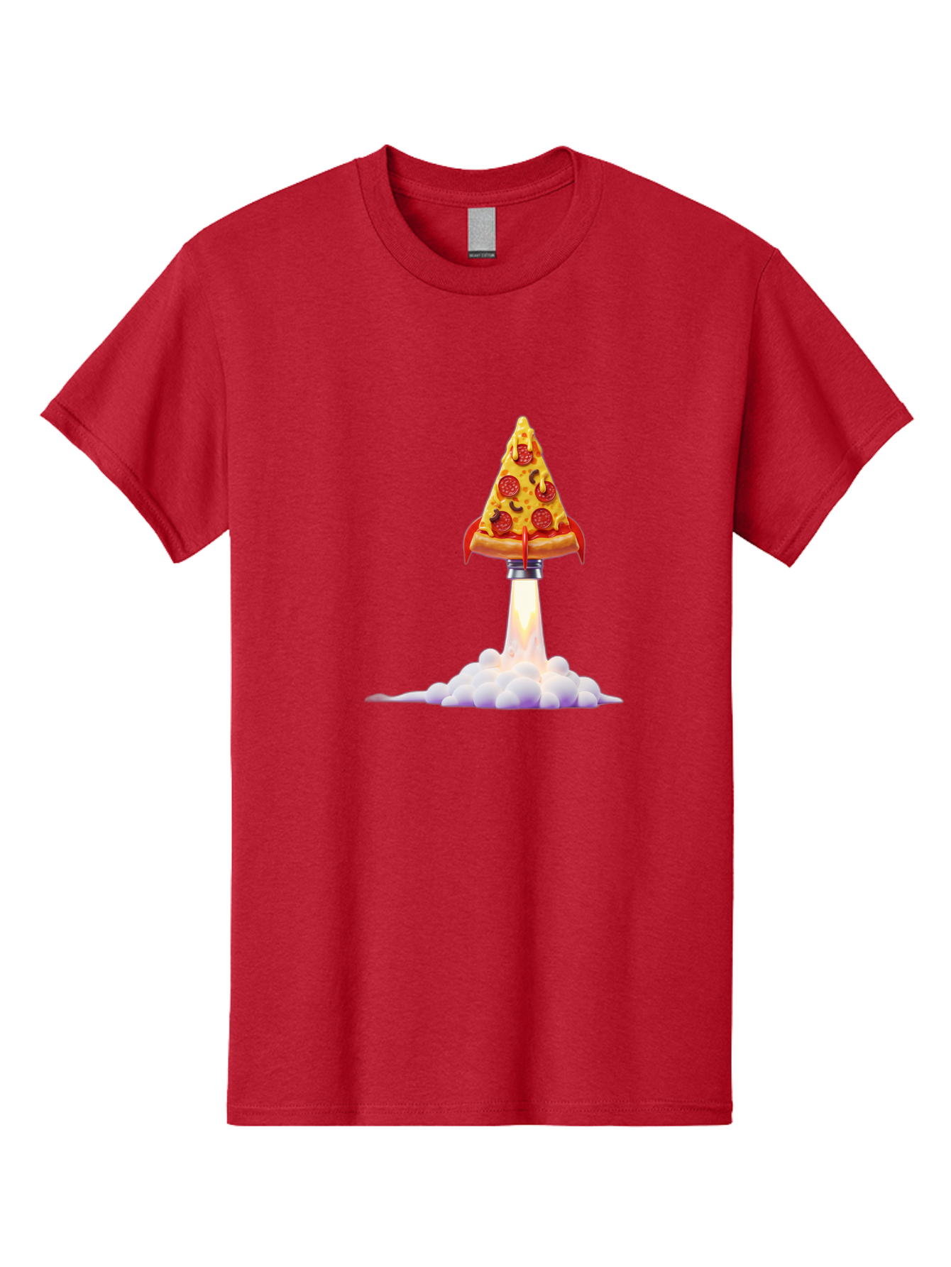 Pepperoni-Pizza-Slice-Rocket Men'S Graphic Tee, 100% Cotton, Comfortable Casual Summer Wear, Machine Washable, Pepperoni Pizza Slice, Rocket Launch, Food Art, Cartoon Style, Funny Illustration, Melted Cheese, Spicy Toppings, Creative Design Bac242