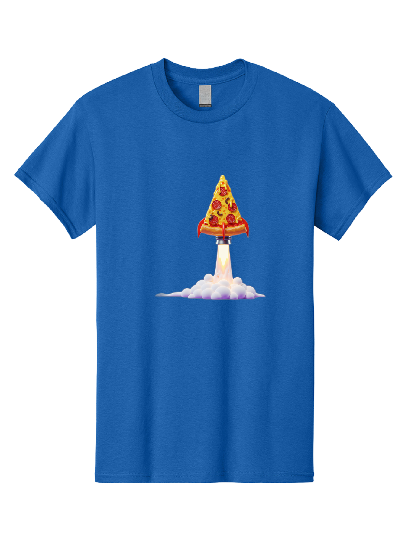 Pepperoni-Pizza-Slice-Rocket Men'S Graphic Tee, 100% Cotton, Comfortable Casual Summer Wear, Machine Washable, Pepperoni Pizza Slice, Rocket Launch, Food Art, Cartoon Style, Funny Illustration, Melted Cheese, Spicy Toppings, Creative Design Bac242