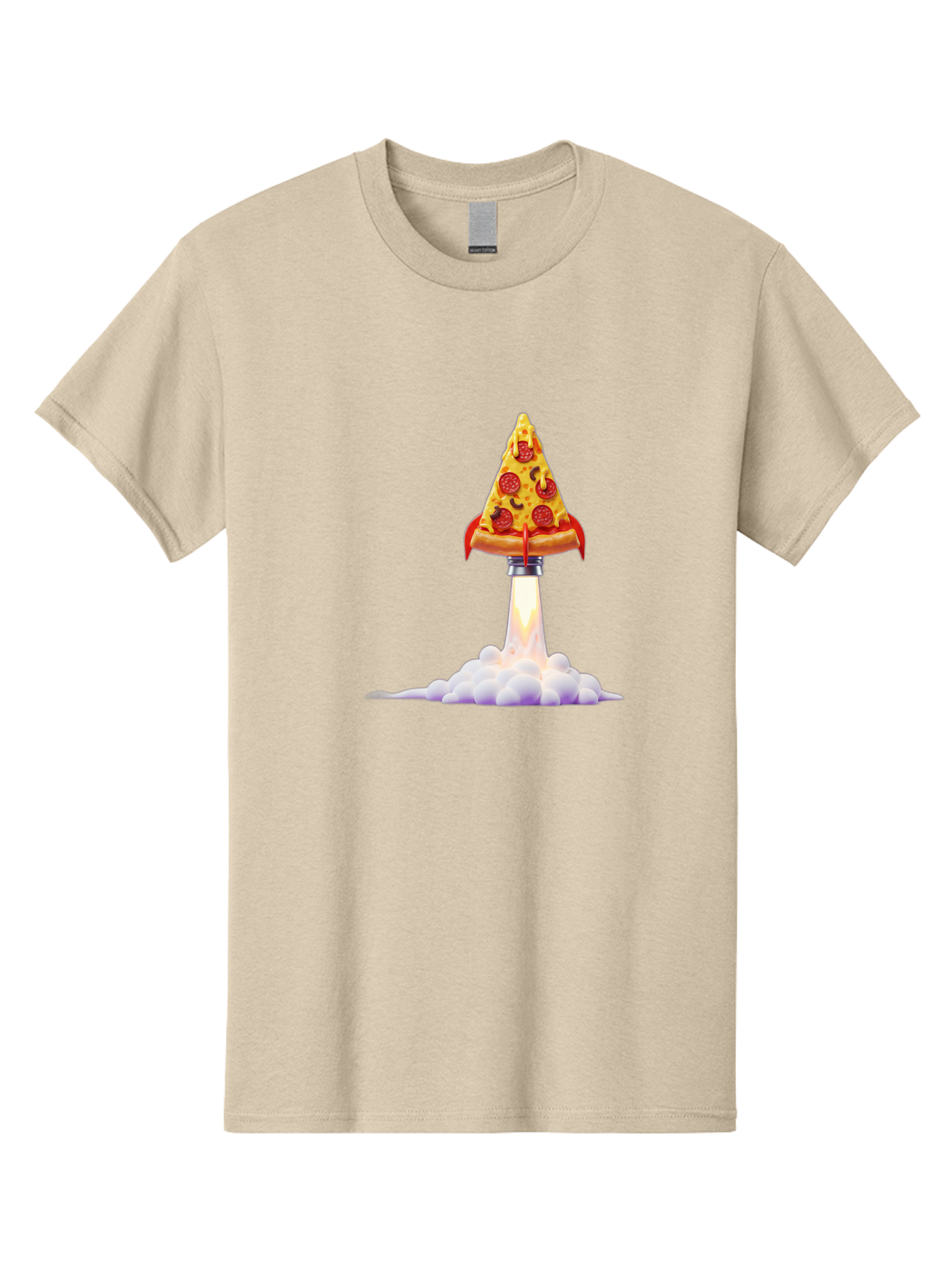 Pepperoni-Pizza-Slice-Rocket Men'S Graphic Tee, 100% Cotton, Comfortable Casual Summer Wear, Machine Washable, Pepperoni Pizza Slice, Rocket Launch, Food Art, Cartoon Style, Funny Illustration, Melted Cheese, Spicy Toppings, Creative Design Bac242