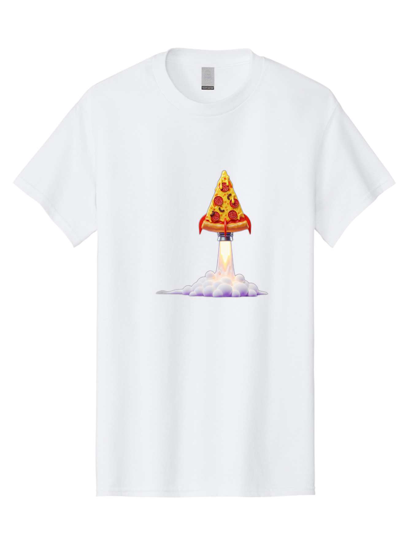 Pepperoni-Pizza-Slice-Rocket Men'S Graphic Tee, 100% Cotton, Comfortable Casual Summer Wear, Machine Washable, Pepperoni Pizza Slice, Rocket Launch, Food Art, Cartoon Style, Funny Illustration, Melted Cheese, Spicy Toppings, Creative Design Bac242