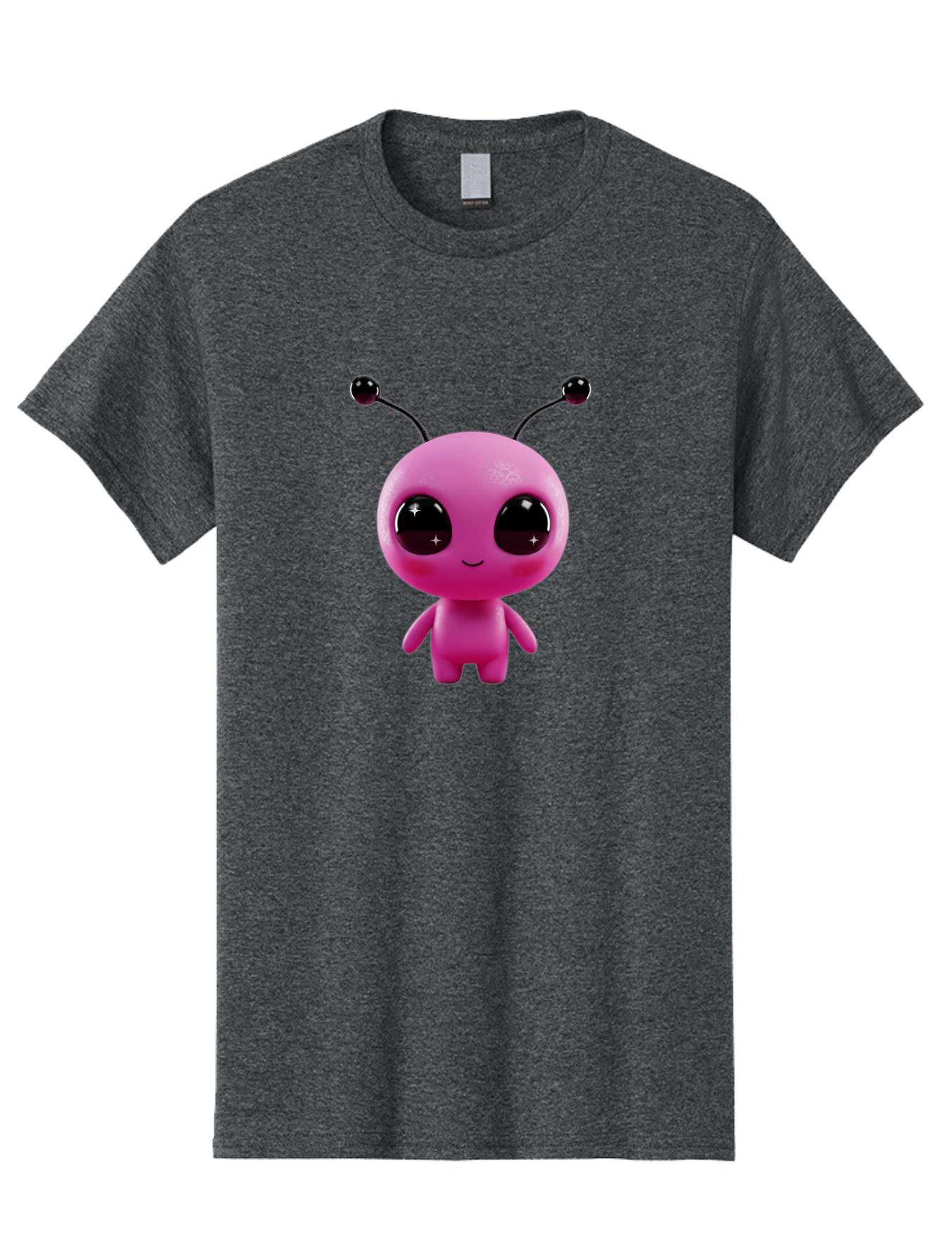 Pink-Alien Men'S Graphic Tee, 100% Cotton, Comfortable Casual Summer Wear, Machine Washable, Pink Alien Character, Cartoon Alien, Alien Figure, Cute Extraterrestrial, Adorable Cartoon Character, 3D Render, Shiny Eyes, Smiling Face, Bac247