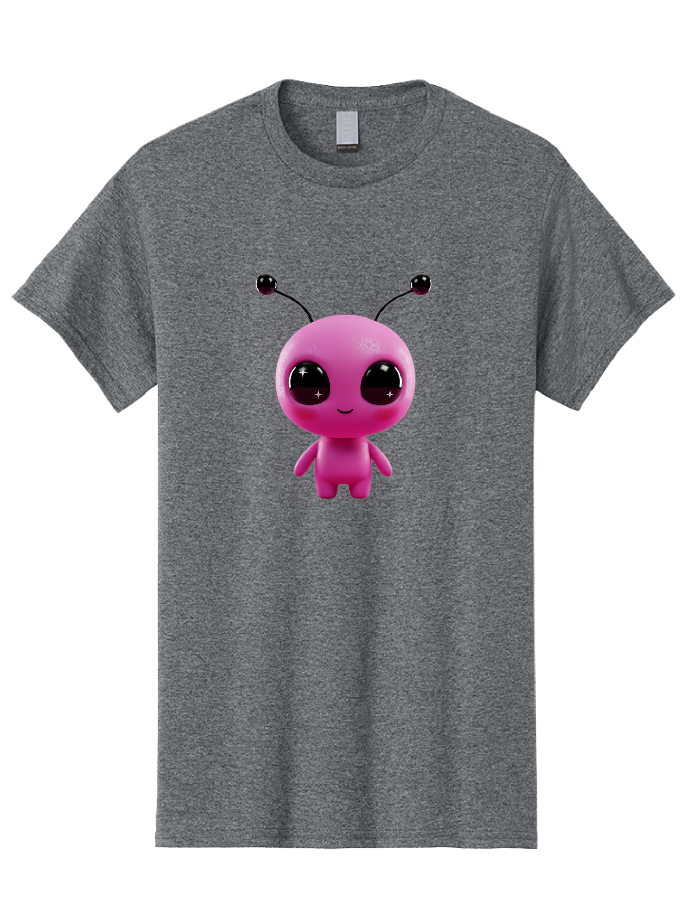 Pink-Alien Men'S Graphic Tee, 100% Cotton, Comfortable Casual Summer Wear, Machine Washable, Pink Alien Character, Cartoon Alien, Alien Figure, Cute Extraterrestrial, Adorable Cartoon Character, 3D Render, Shiny Eyes, Smiling Face, Bac247