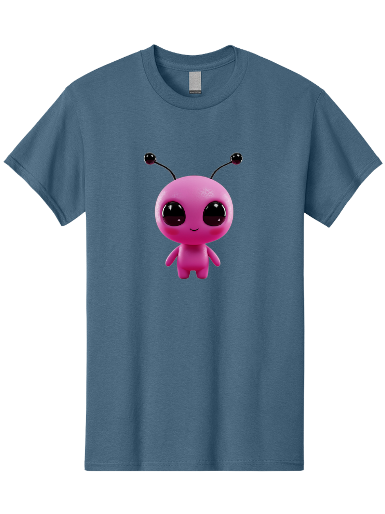 Pink-Alien Men'S Graphic Tee, 100% Cotton, Comfortable Casual Summer Wear, Machine Washable, Pink Alien Character, Cartoon Alien, Alien Figure, Cute Extraterrestrial, Adorable Cartoon Character, 3D Render, Shiny Eyes, Smiling Face, Bac247