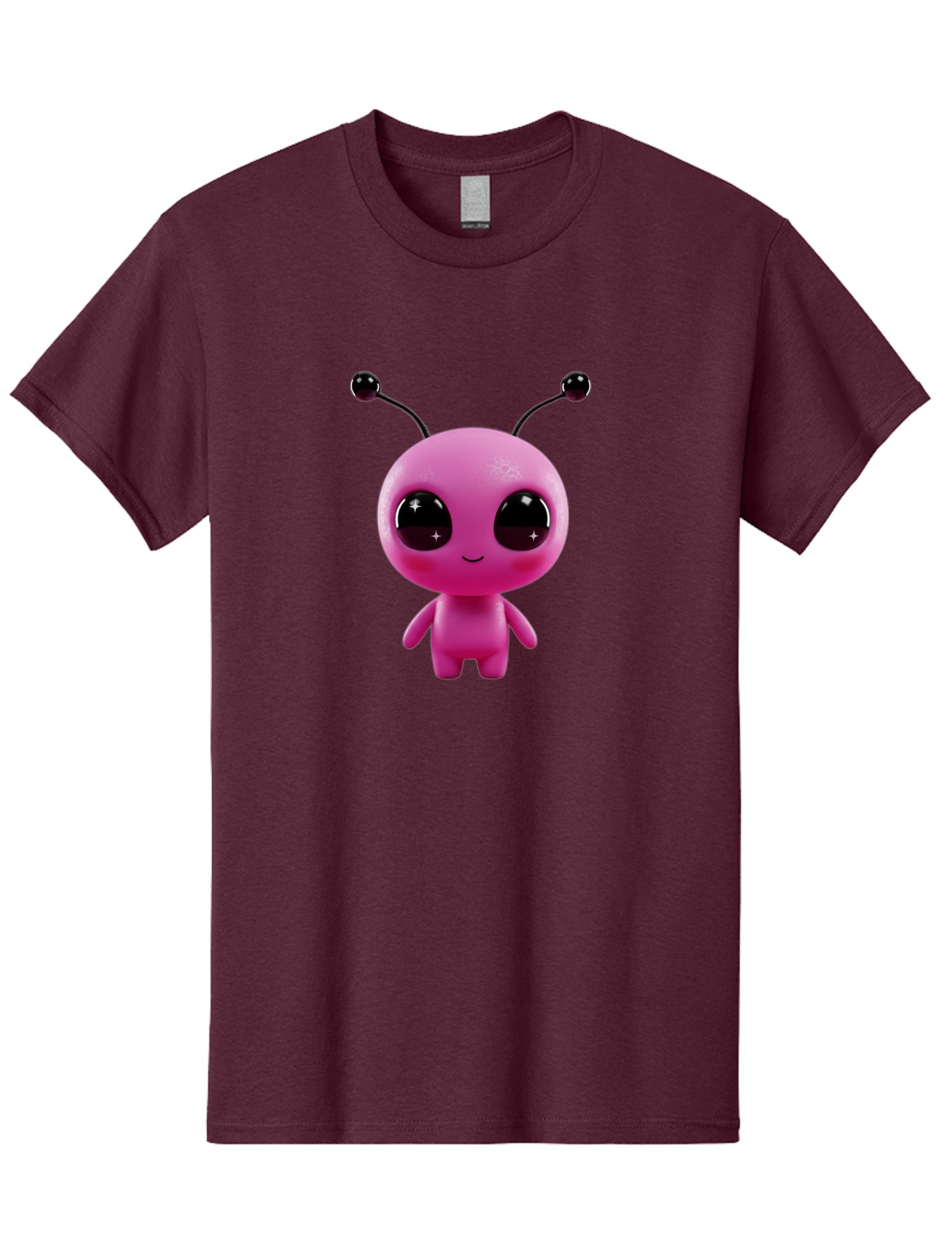 Pink-Alien Men'S Graphic Tee, 100% Cotton, Comfortable Casual Summer Wear, Machine Washable, Pink Alien Character, Cartoon Alien, Alien Figure, Cute Extraterrestrial, Adorable Cartoon Character, 3D Render, Shiny Eyes, Smiling Face, Bac247