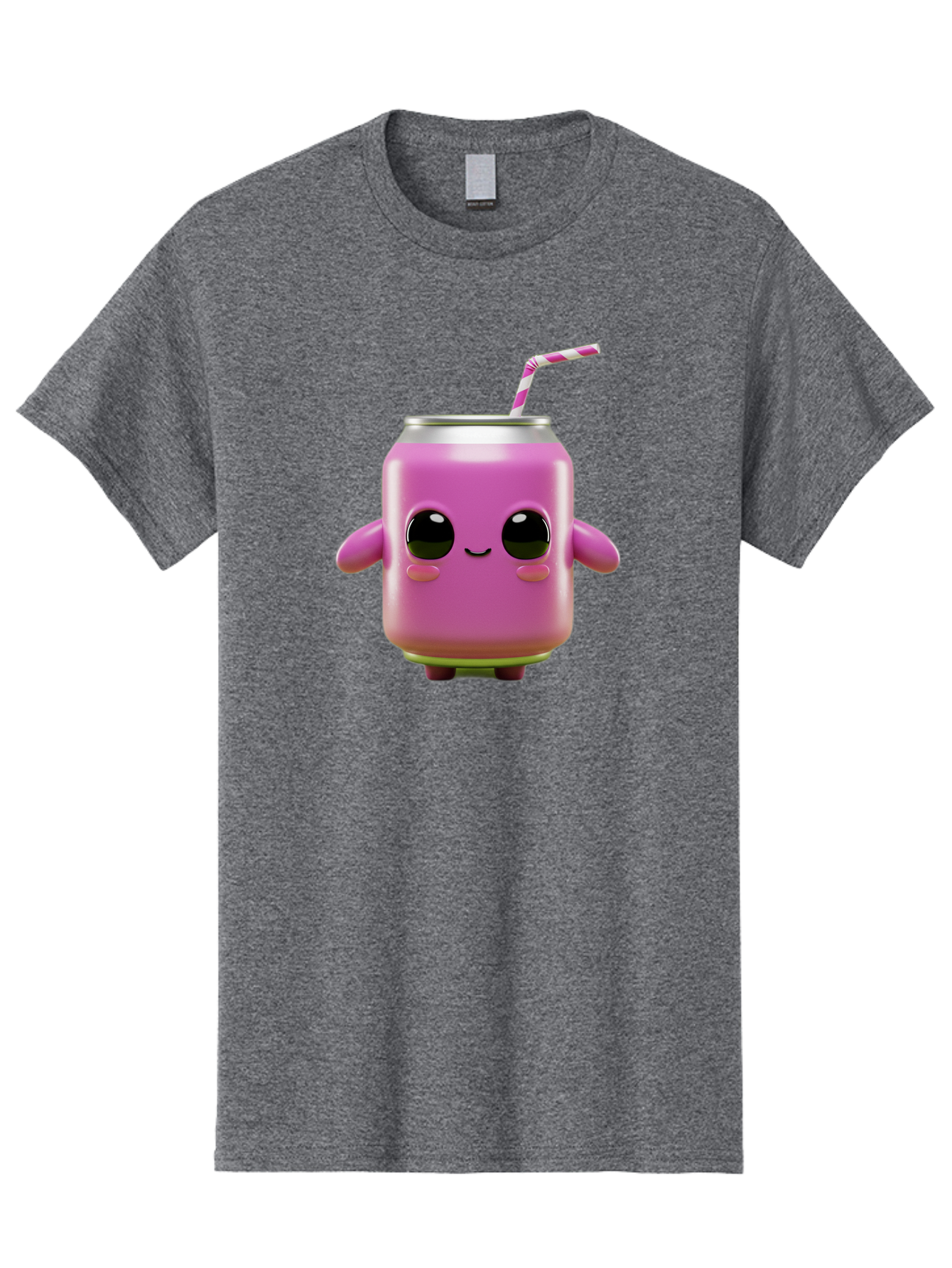 Pink-Can-Character Men'S Graphic Tee, 100% Cotton, Comfortable Casual Summer Wear, Machine Washable, Pink Soda Can Character, Cartoon Soda Can, Cute Beverage, Kawaii Culture, Soda Can With Face, Straw In Can, Soft Drink Mascot, Fun Drink, Bac248