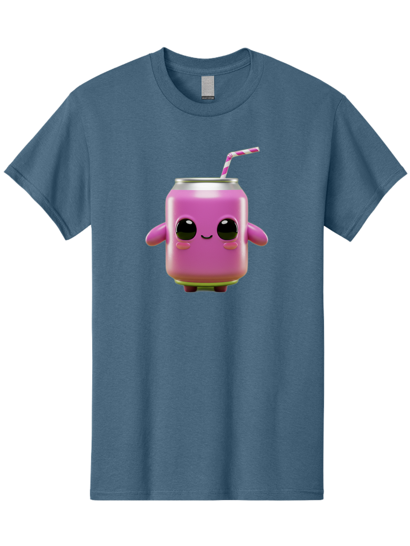 Pink-Can-Character Men'S Graphic Tee, 100% Cotton, Comfortable Casual Summer Wear, Machine Washable, Pink Soda Can Character, Cartoon Soda Can, Cute Beverage, Kawaii Culture, Soda Can With Face, Straw In Can, Soft Drink Mascot, Fun Drink, Bac248