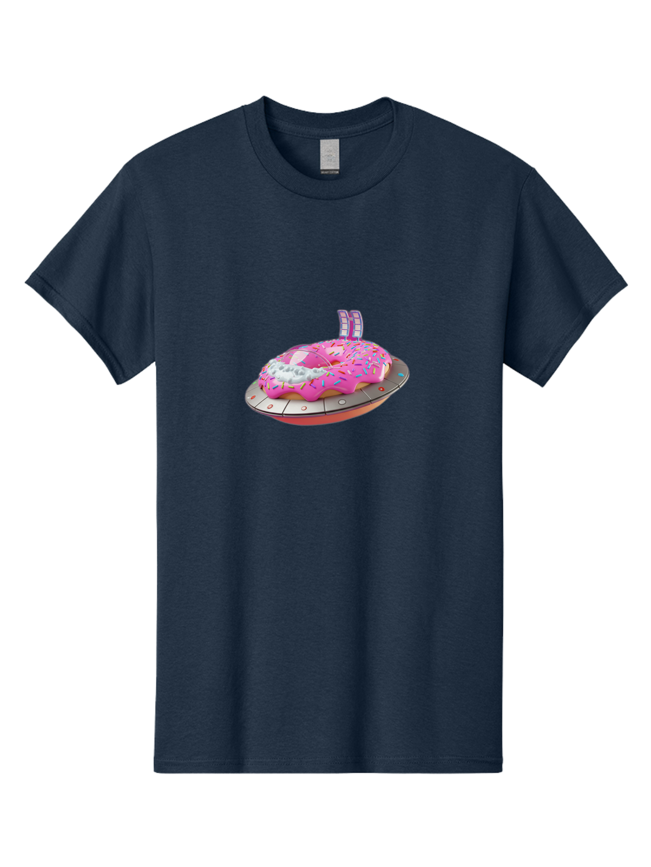 Pink-Donut-Ufo Men'S Graphic Tee, 100% Cotton, Comfortable Casual Summer Wear, Machine Washable, Donut On A Ufo, Pink Frosted Donut, Sprinkles, Digital Art, Futuristic Design, Sweet Treats, Dessert Art, Colorful Graphics, 3D Modeling, Bac249