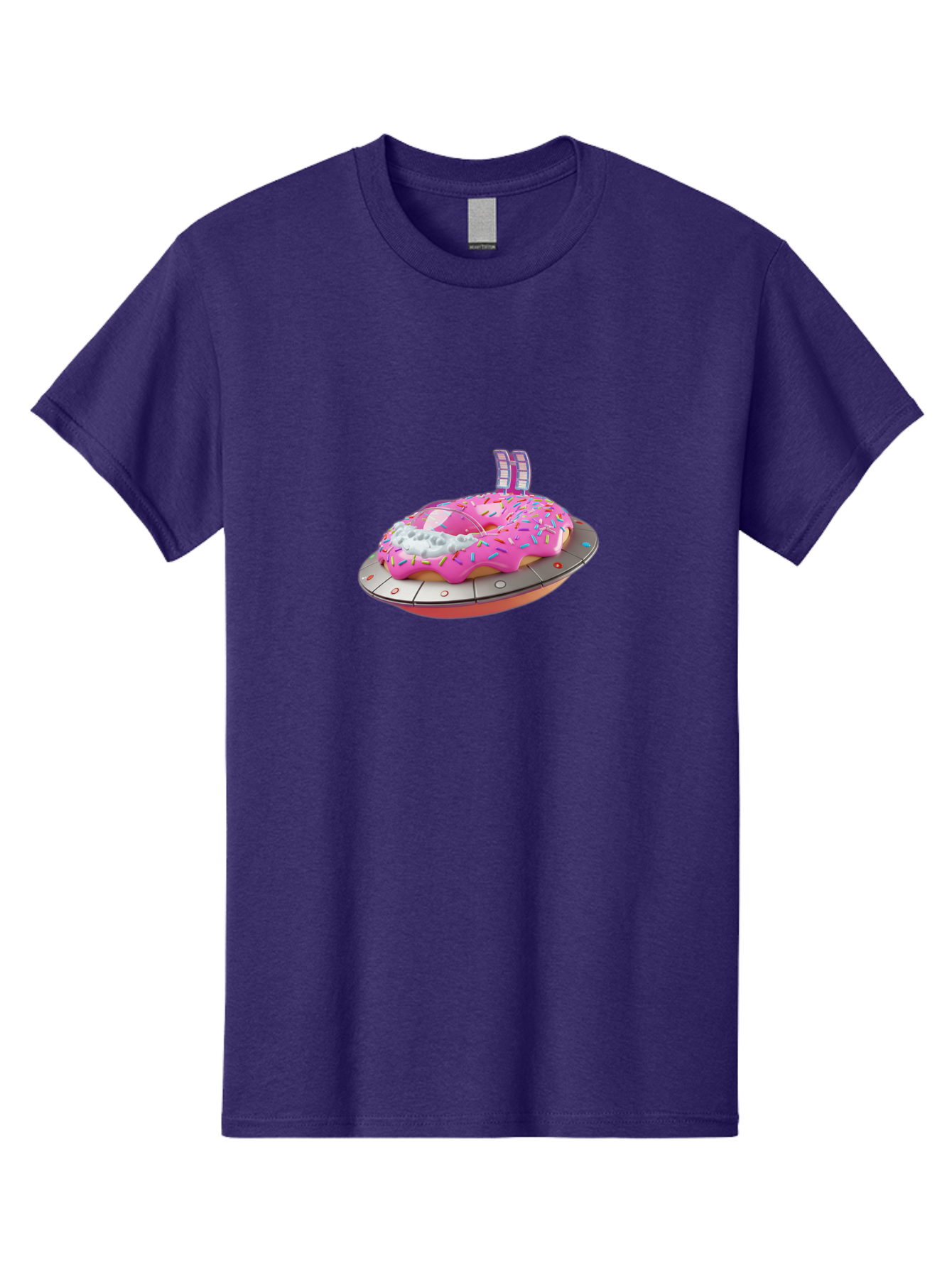Pink-Donut-Ufo Men'S Graphic Tee, 100% Cotton, Comfortable Casual Summer Wear, Machine Washable, Donut On A Ufo, Pink Frosted Donut, Sprinkles, Digital Art, Futuristic Design, Sweet Treats, Dessert Art, Colorful Graphics, 3D Modeling, Bac249