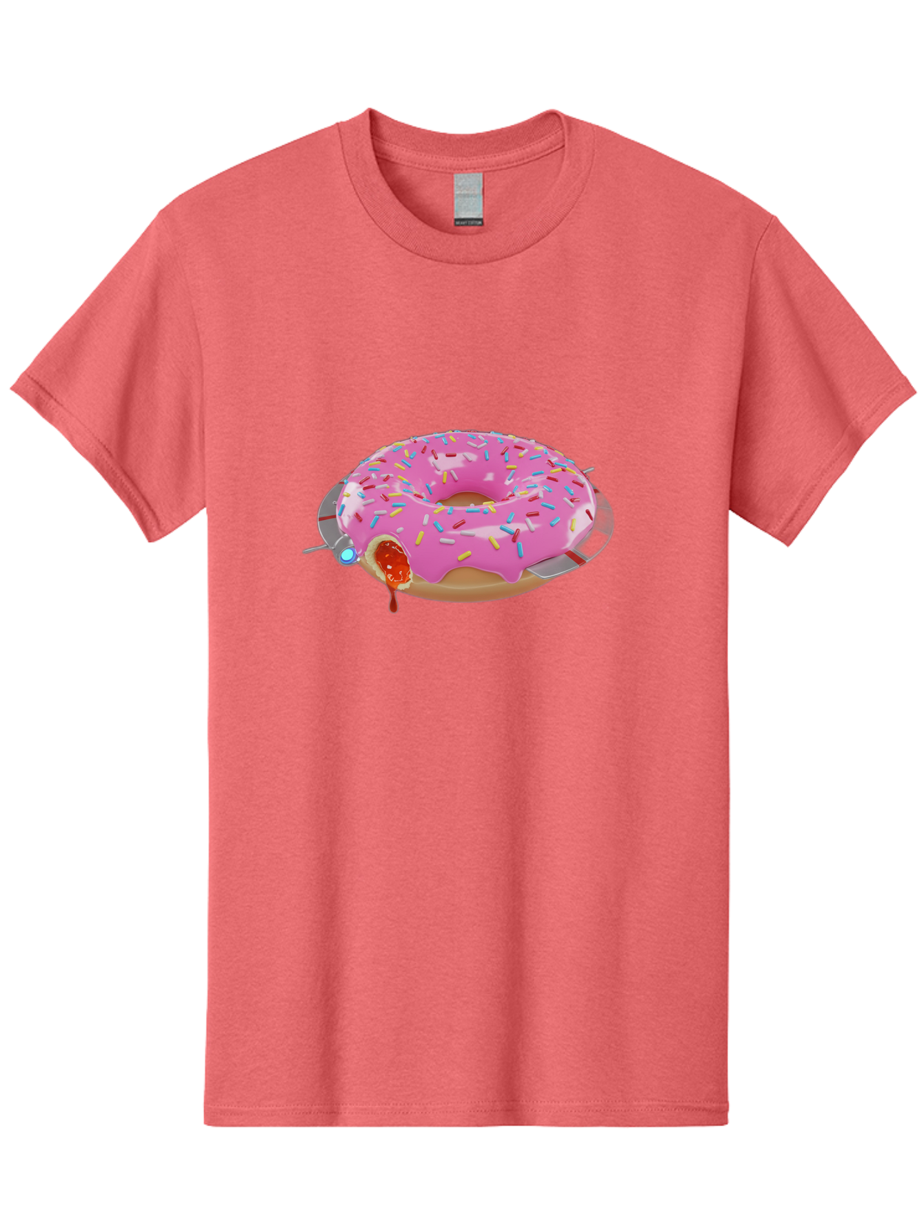 Pink-Frosted-Donut-1 Men'S Graphic Tee, 100% Cotton, Comfortable Casual Summer Wear, Machine Washable, Pink Frosted Donut, Jelly-Filled Donut, Sprinkles On Donut, Sweet Treat, Colorful Dessert, Donut With Jelly Filling, Tasty Pastry, Bac250
