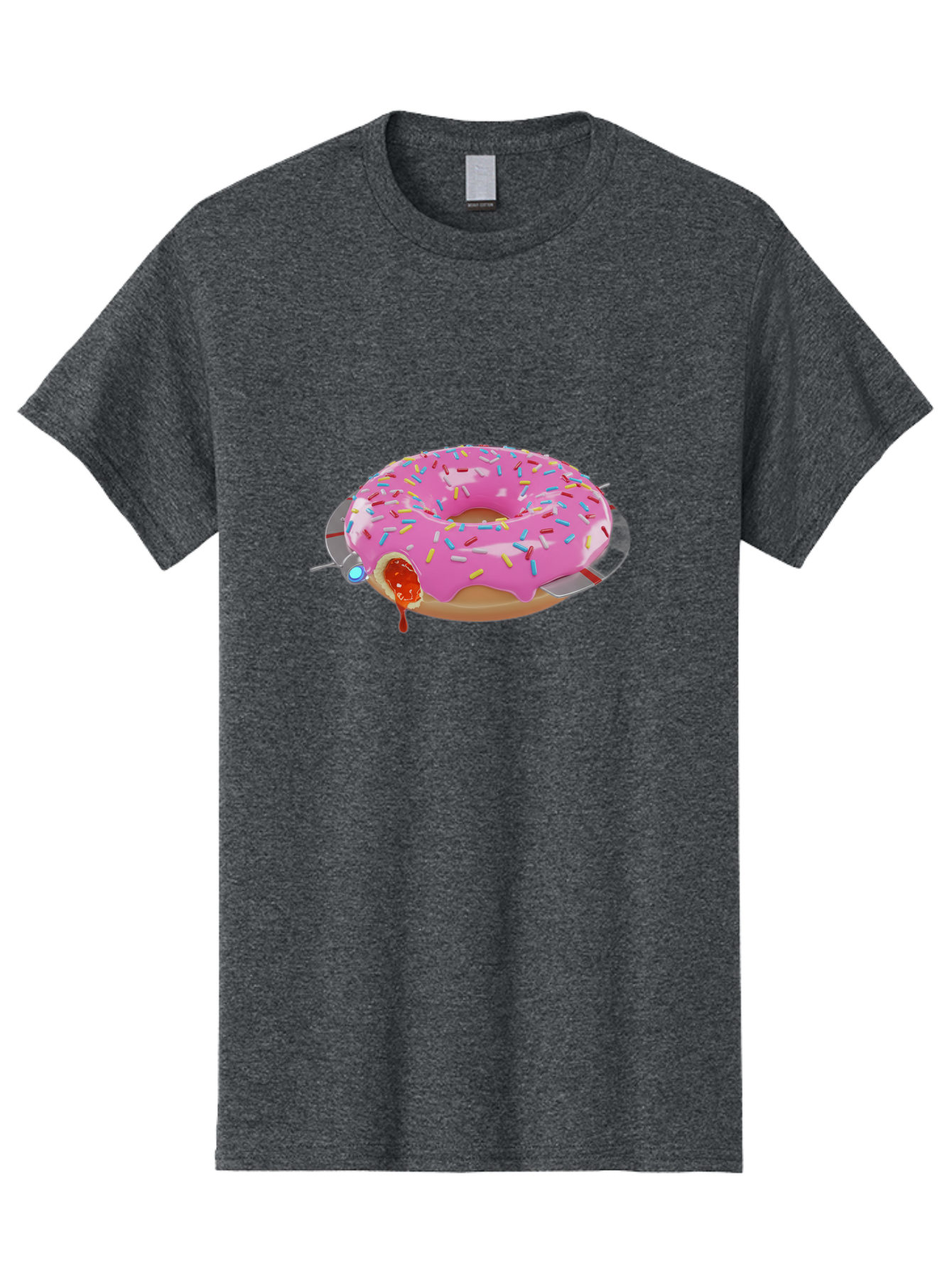 Pink-Frosted-Donut-1 Men'S Graphic Tee, 100% Cotton, Comfortable Casual Summer Wear, Machine Washable, Pink Frosted Donut, Jelly-Filled Donut, Sprinkles On Donut, Sweet Treat, Colorful Dessert, Donut With Jelly Filling, Tasty Pastry, Bac250