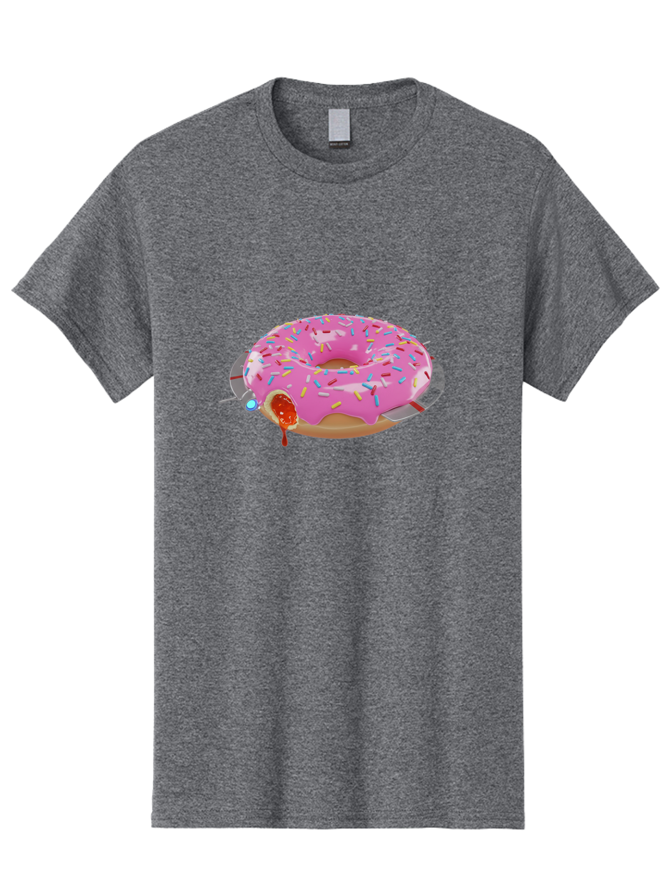 Pink-Frosted-Donut-1 Men'S Graphic Tee, 100% Cotton, Comfortable Casual Summer Wear, Machine Washable, Pink Frosted Donut, Jelly-Filled Donut, Sprinkles On Donut, Sweet Treat, Colorful Dessert, Donut With Jelly Filling, Tasty Pastry, Bac250