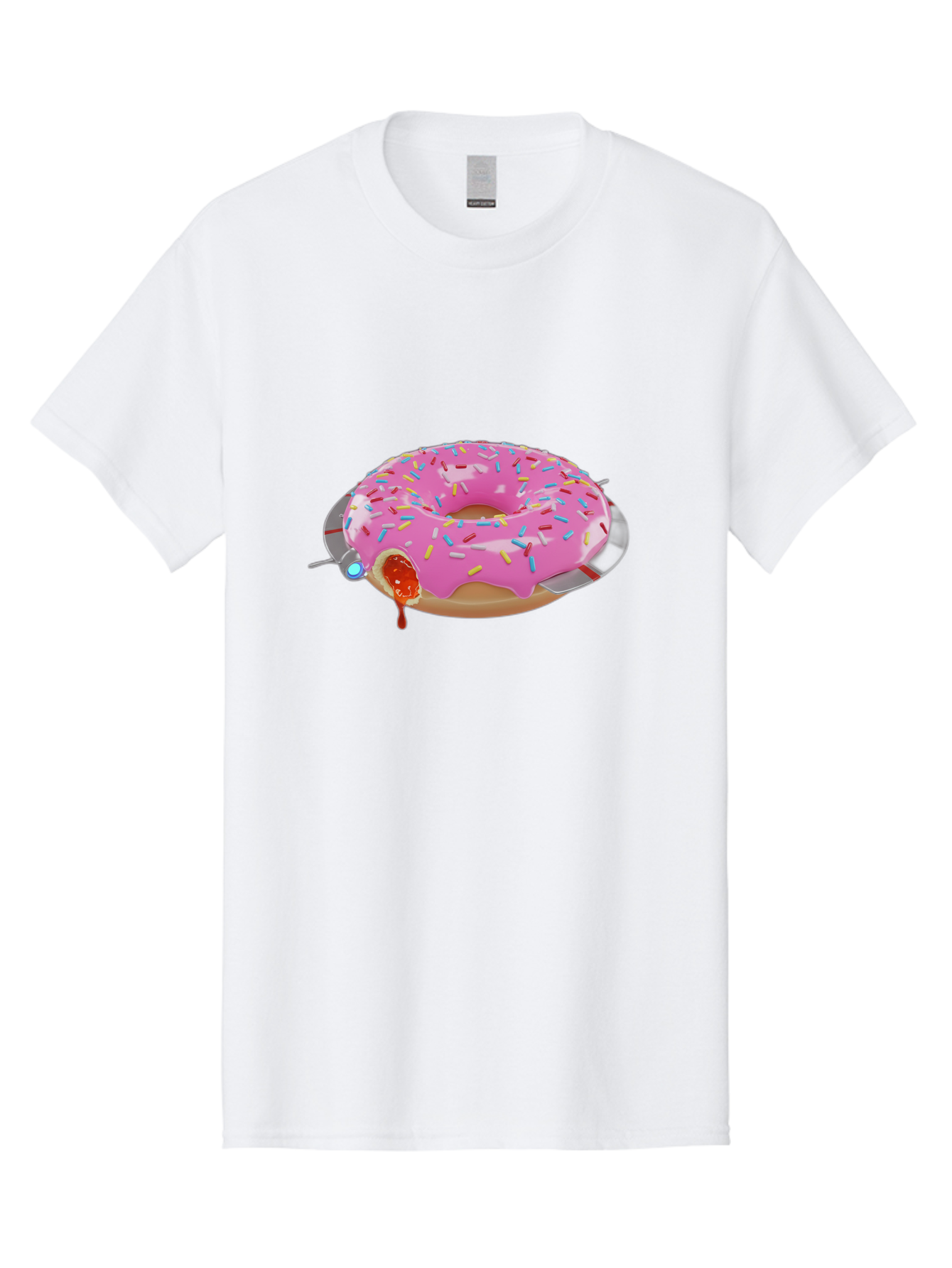 Pink-Frosted-Donut-1 Men'S Graphic Tee, 100% Cotton, Comfortable Casual Summer Wear, Machine Washable, Pink Frosted Donut, Jelly-Filled Donut, Sprinkles On Donut, Sweet Treat, Colorful Dessert, Donut With Jelly Filling, Tasty Pastry, Bac250
