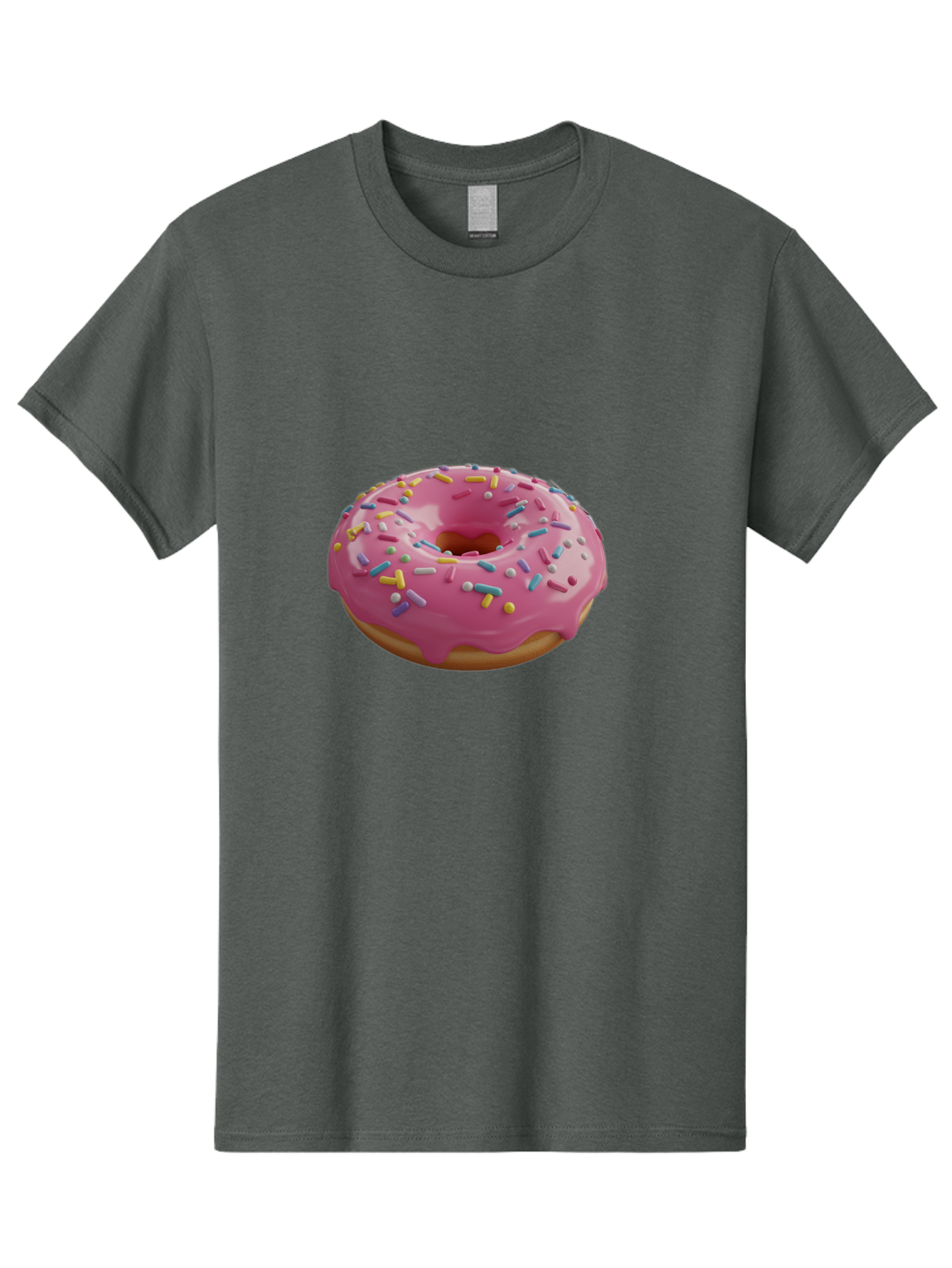 Pink-Frosted-Donut Men'S Graphic Tee, 100% Cotton, Comfortable Casual Summer Wear, Machine Washable, Pink Donut, Colorful Sprinkles, Sweet Treats, Glazed Donut, Bakery Delights, Doughnut, Tasty, Frosted, Sprinkles, Dessert Bac251