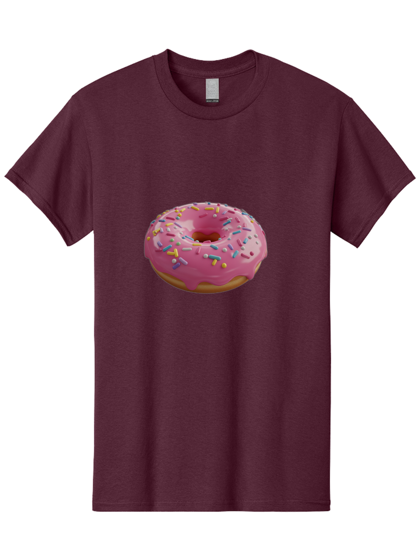 Pink-Frosted-Donut Men'S Graphic Tee, 100% Cotton, Comfortable Casual Summer Wear, Machine Washable, Pink Donut, Colorful Sprinkles, Sweet Treats, Glazed Donut, Bakery Delights, Doughnut, Tasty, Frosted, Sprinkles, Dessert Bac251