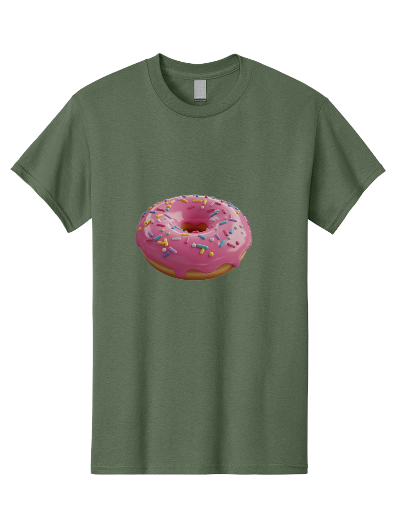 Pink-Frosted-Donut Men'S Graphic Tee, 100% Cotton, Comfortable Casual Summer Wear, Machine Washable, Pink Donut, Colorful Sprinkles, Sweet Treats, Glazed Donut, Bakery Delights, Doughnut, Tasty, Frosted, Sprinkles, Dessert Bac251