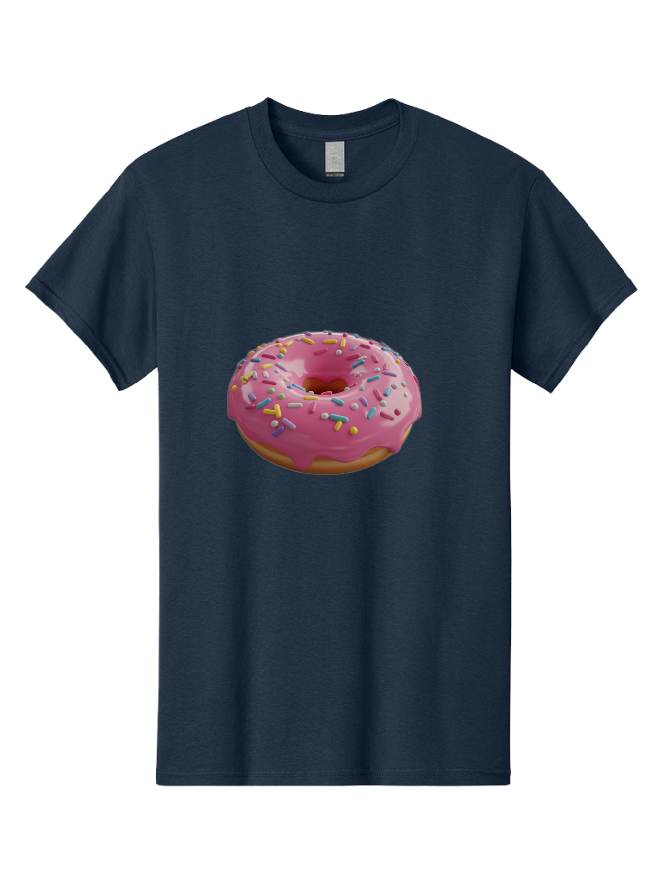 Pink-Frosted-Donut Men'S Graphic Tee, 100% Cotton, Comfortable Casual Summer Wear, Machine Washable, Pink Donut, Colorful Sprinkles, Sweet Treats, Glazed Donut, Bakery Delights, Doughnut, Tasty, Frosted, Sprinkles, Dessert Bac251