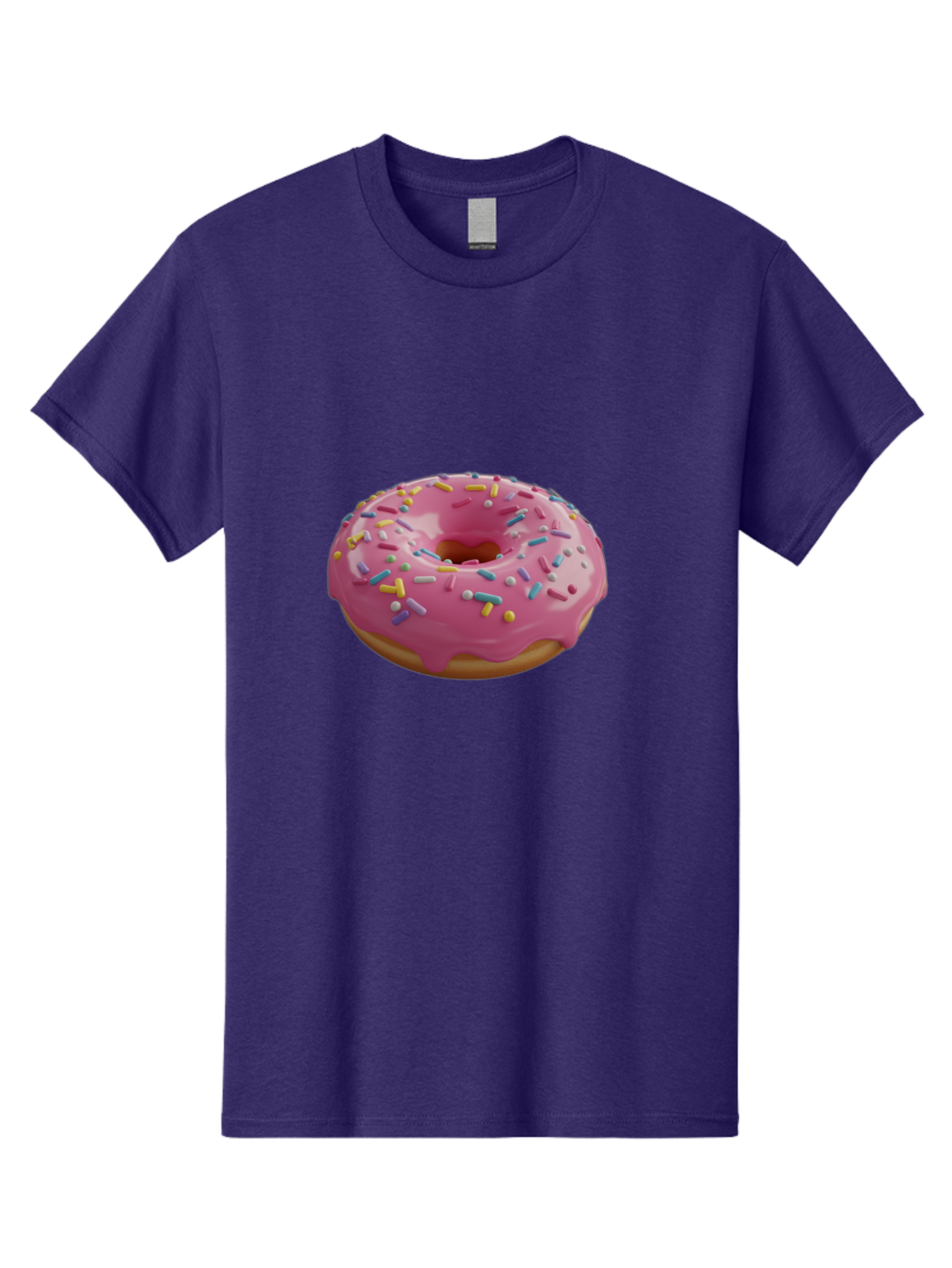 Pink-Frosted-Donut Men'S Graphic Tee, 100% Cotton, Comfortable Casual Summer Wear, Machine Washable, Pink Donut, Colorful Sprinkles, Sweet Treats, Glazed Donut, Bakery Delights, Doughnut, Tasty, Frosted, Sprinkles, Dessert Bac251