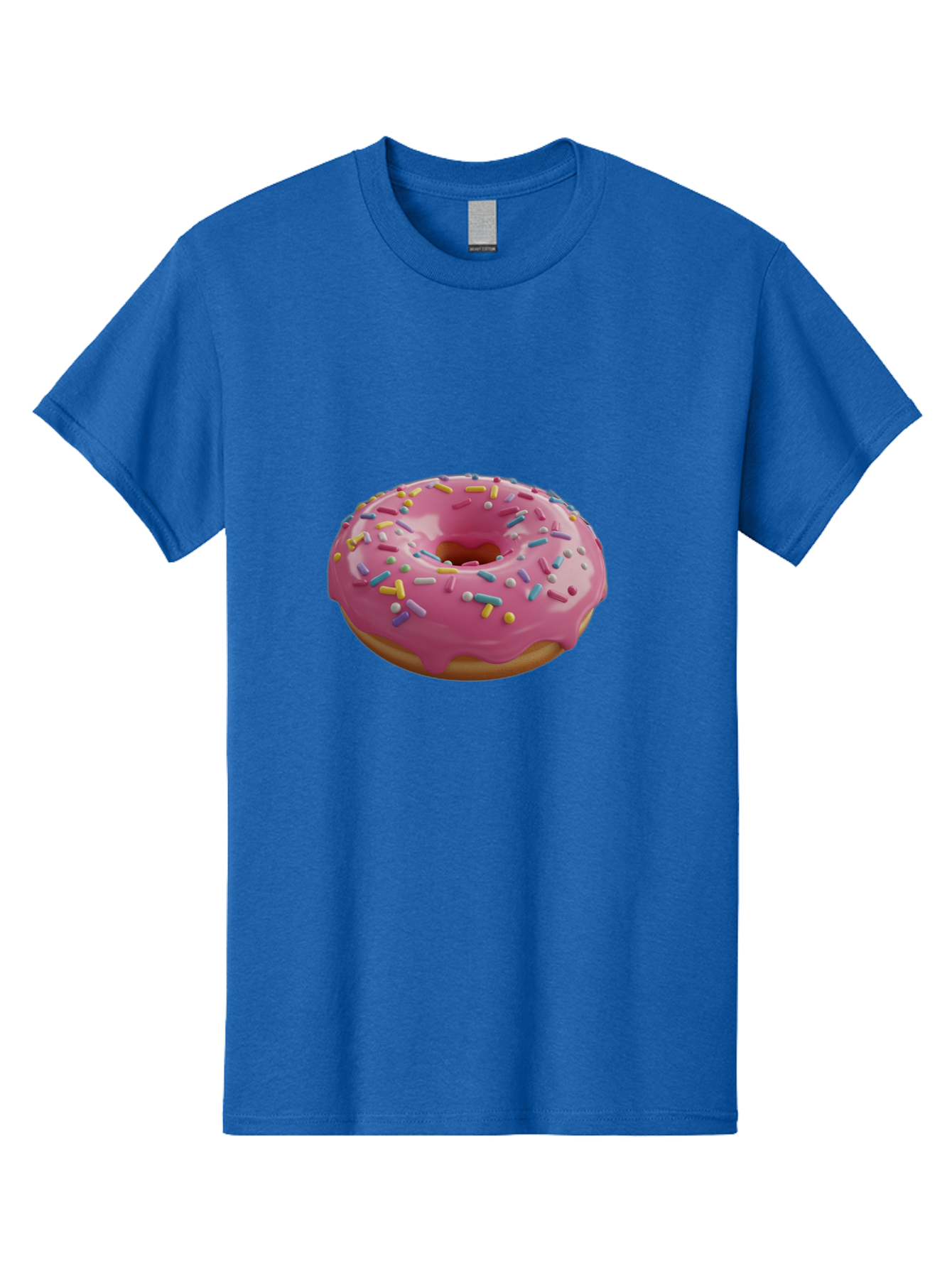 Pink-Frosted-Donut Men'S Graphic Tee, 100% Cotton, Comfortable Casual Summer Wear, Machine Washable, Pink Donut, Colorful Sprinkles, Sweet Treats, Glazed Donut, Bakery Delights, Doughnut, Tasty, Frosted, Sprinkles, Dessert Bac251