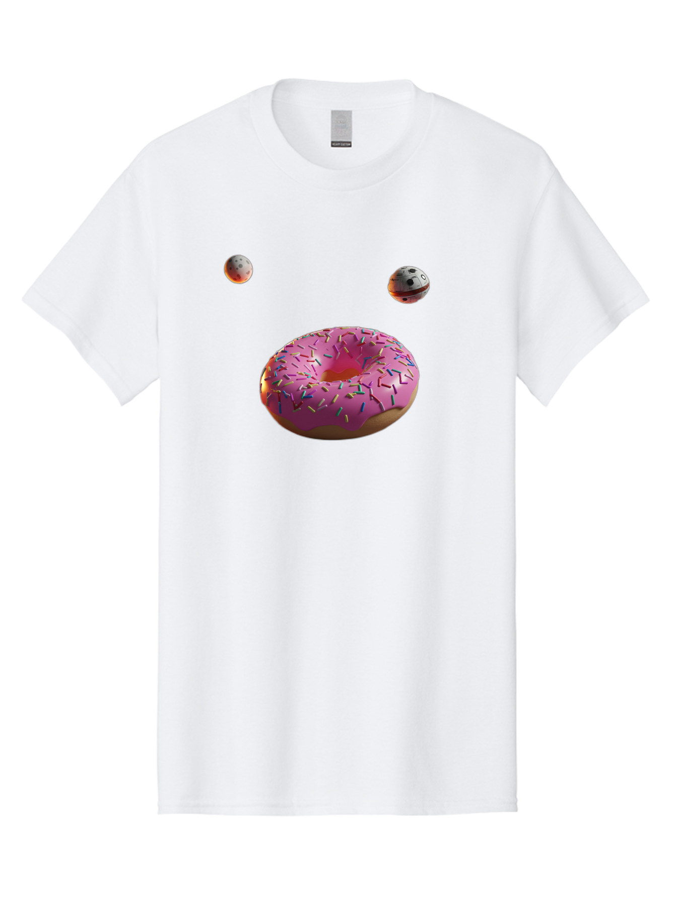 Pink-Sprinkles-Donut Men'S Graphic Tee, 100% Cotton, Comfortable Casual Summer Wear, Machine Washable, Pink Frosted Donut, Sprinkles, Baked Goods, Tasty Treats, Glazed Donuts, Sweet Indulgences, Dessert Delights, Colorful Sweets Bac254