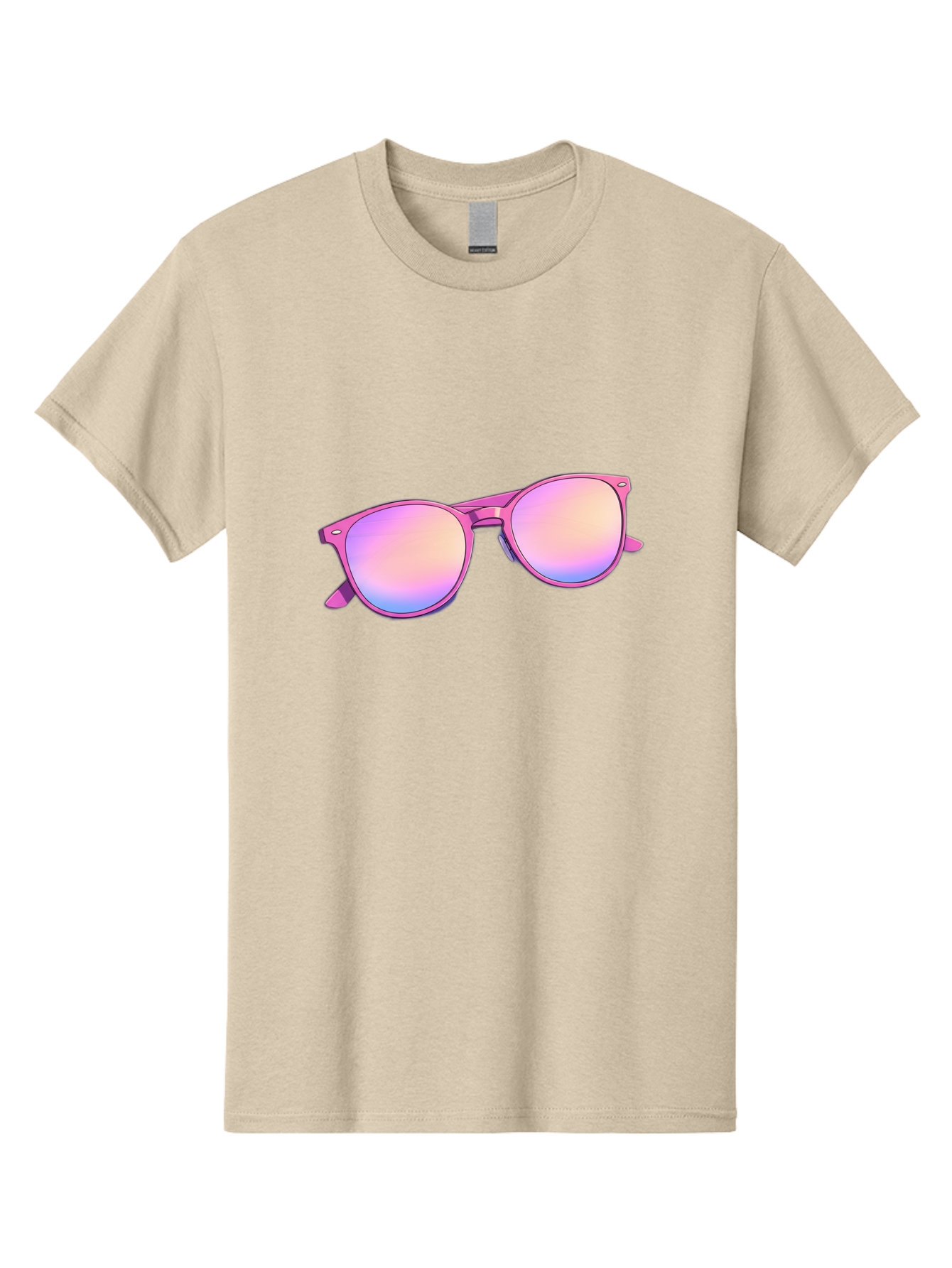 Pink-Sunglasses Men'S Graphic Tee, 100% Cotton, Comfortable Casual Summer Wear, Machine Washable, Pink Sunglasses, Pastel Shades, Rainbow Lenses, Cool Accessories, Fashion Trends, Trendy Eyewear, Stylish Shades Bac255