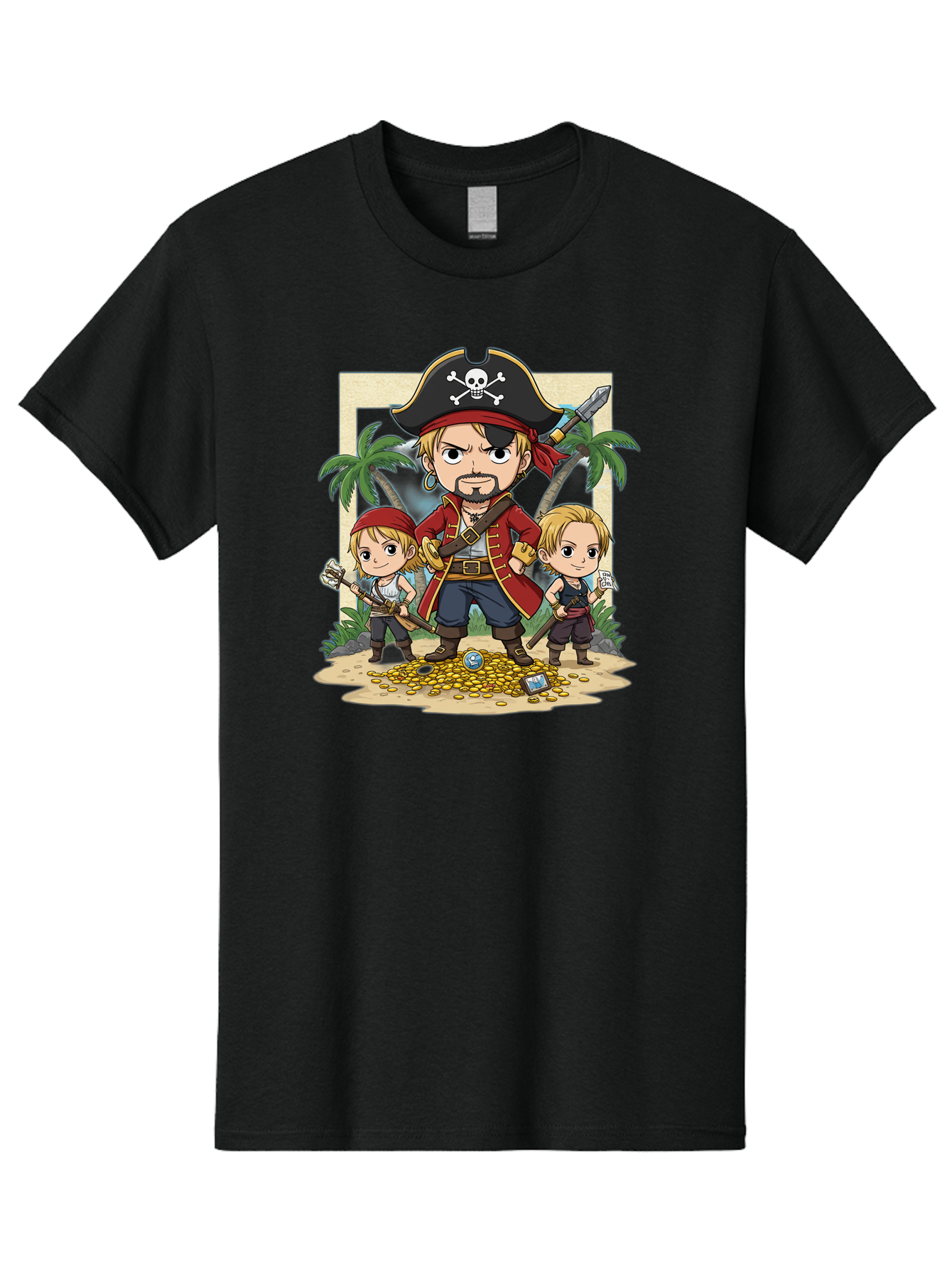 Pirate-And-Children Men'S Graphic Tee, 100% Cotton, Comfortable Casual Summer Wear, Machine Washable, Cartoon Pirate, Pirate Crew, Pirate Adventure, Swashbuckling, Treasure Hunt, Pirate Life, Pirate Kids, Pirate Art, Kids Illustration, Bac256
