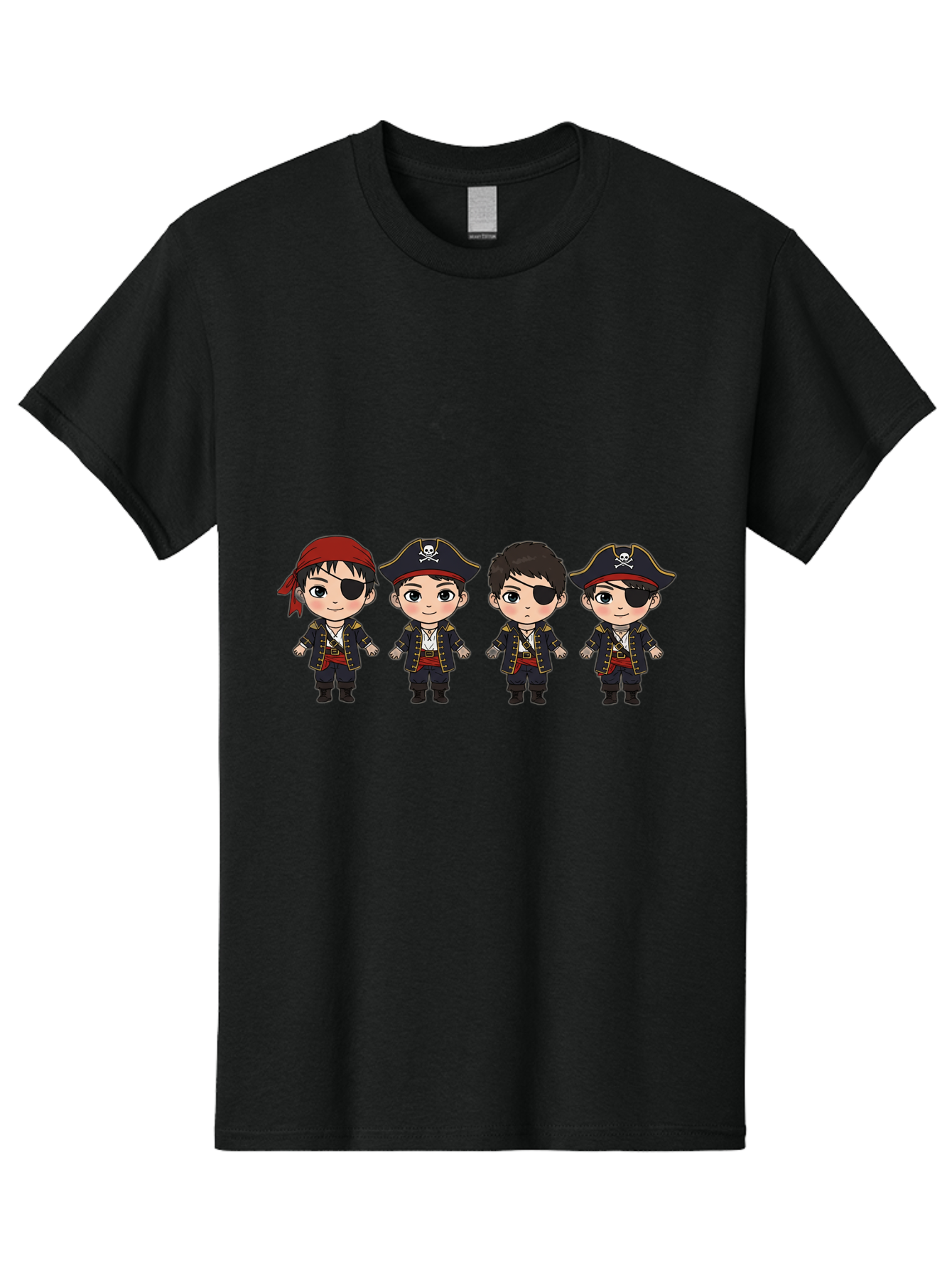 Pirate-Characters Men'S Graphic Tee, 100% Cotton, Comfortable Casual Summer Wear, Machine Washable, Cartoon Pirate Boys, Pirate Costumes, Eye Patches, Pirate Hats, Skull And Crossbones, Pirate Fashion, Kawaii Pirates, Pirate Accessories, Bac257