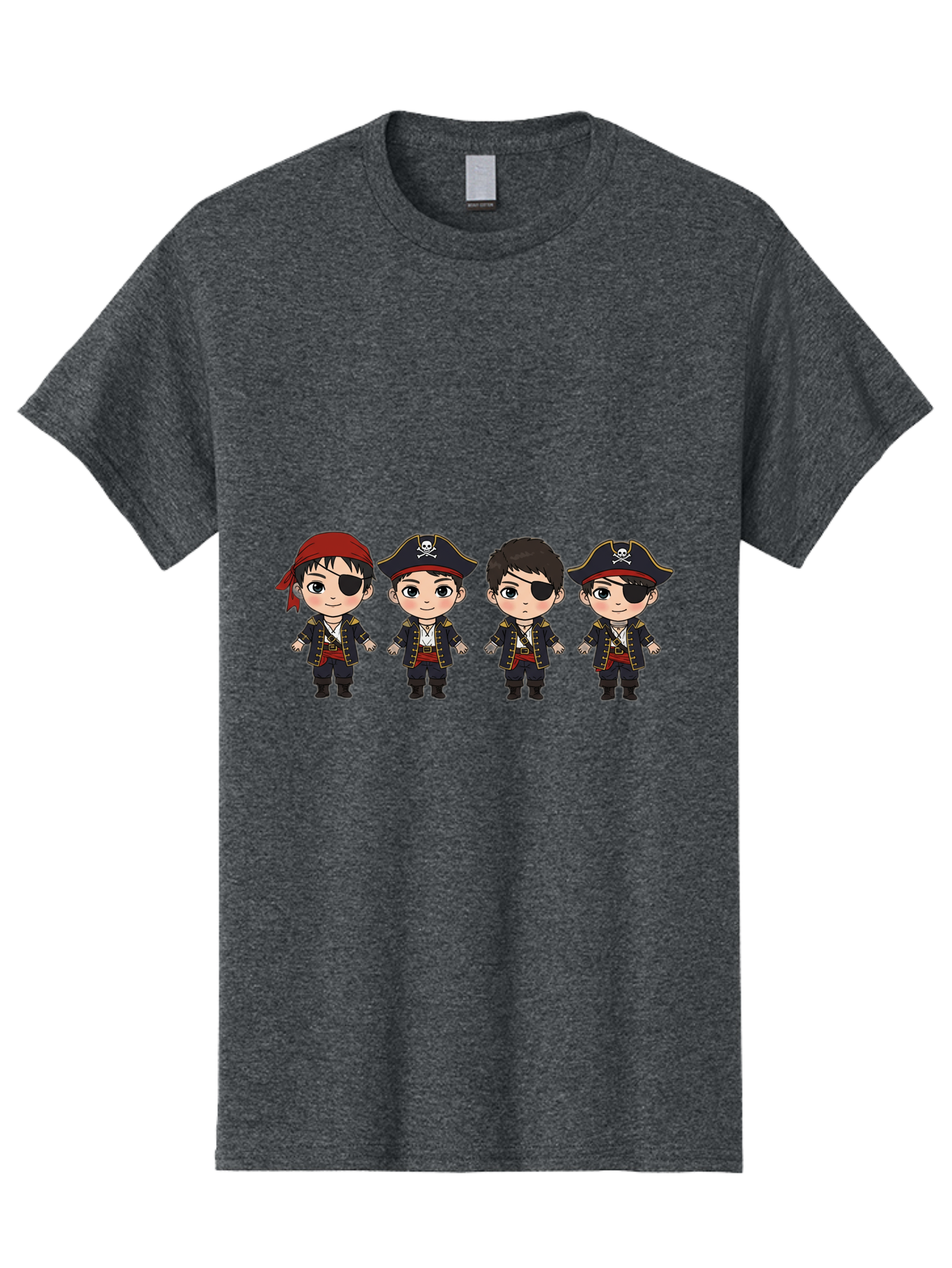 Pirate-Characters Men'S Graphic Tee, 100% Cotton, Comfortable Casual Summer Wear, Machine Washable, Cartoon Pirate Boys, Pirate Costumes, Eye Patches, Pirate Hats, Skull And Crossbones, Pirate Fashion, Kawaii Pirates, Pirate Accessories, Bac257