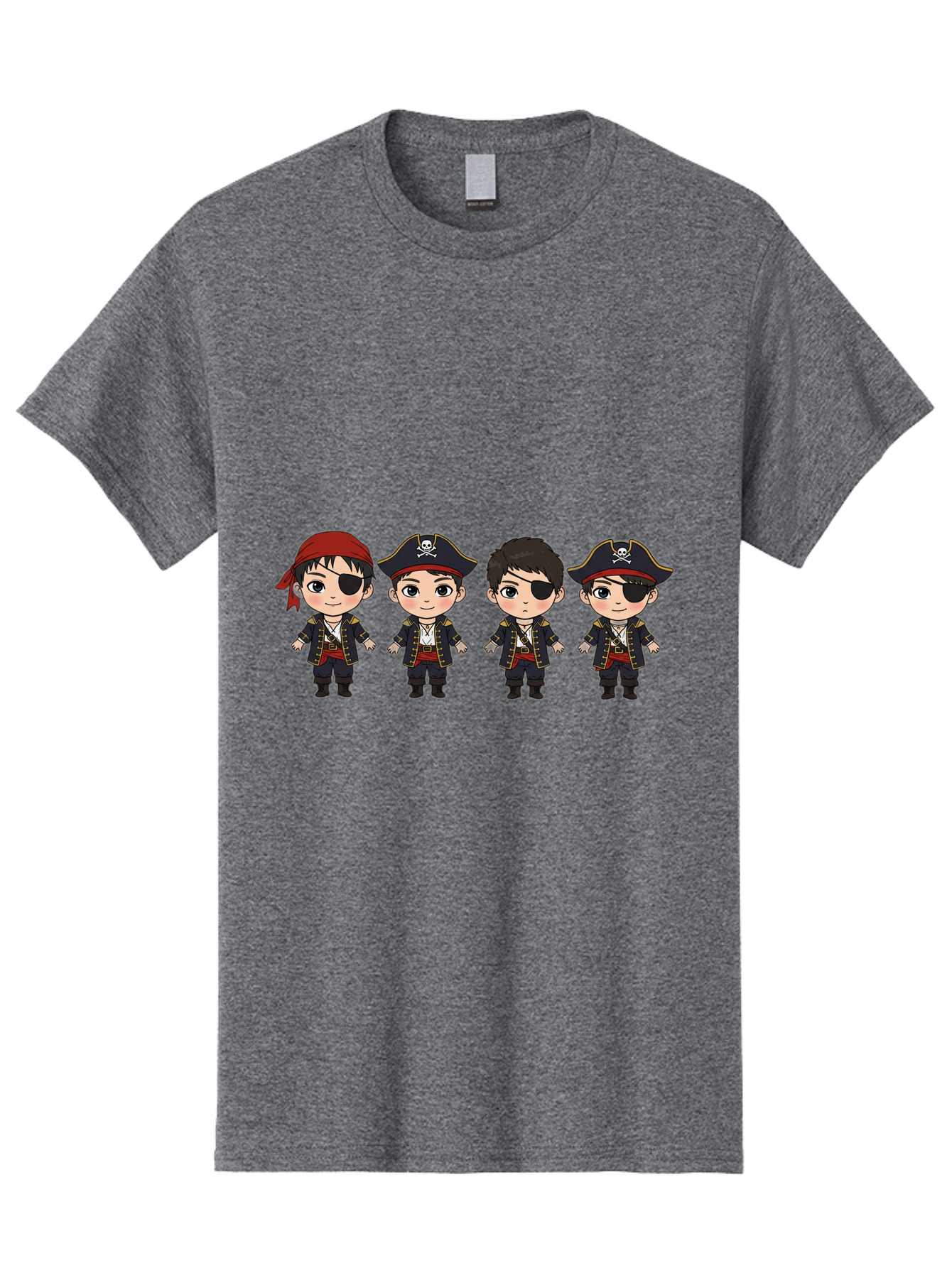 Pirate-Characters Men'S Graphic Tee, 100% Cotton, Comfortable Casual Summer Wear, Machine Washable, Cartoon Pirate Boys, Pirate Costumes, Eye Patches, Pirate Hats, Skull And Crossbones, Pirate Fashion, Kawaii Pirates, Pirate Accessories, Bac257