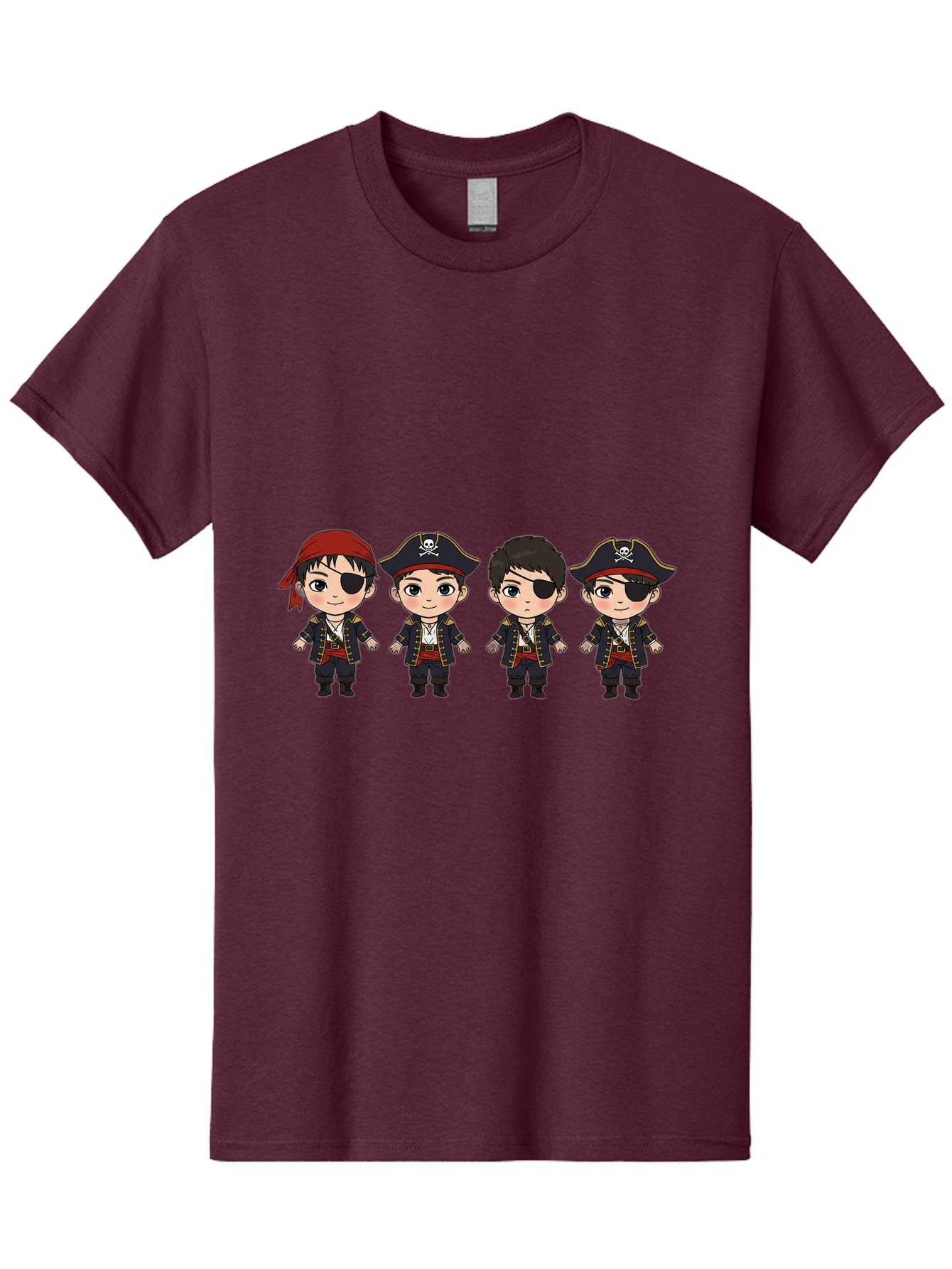 Pirate-Characters Men'S Graphic Tee, 100% Cotton, Comfortable Casual Summer Wear, Machine Washable, Cartoon Pirate Boys, Pirate Costumes, Eye Patches, Pirate Hats, Skull And Crossbones, Pirate Fashion, Kawaii Pirates, Pirate Accessories, Bac257