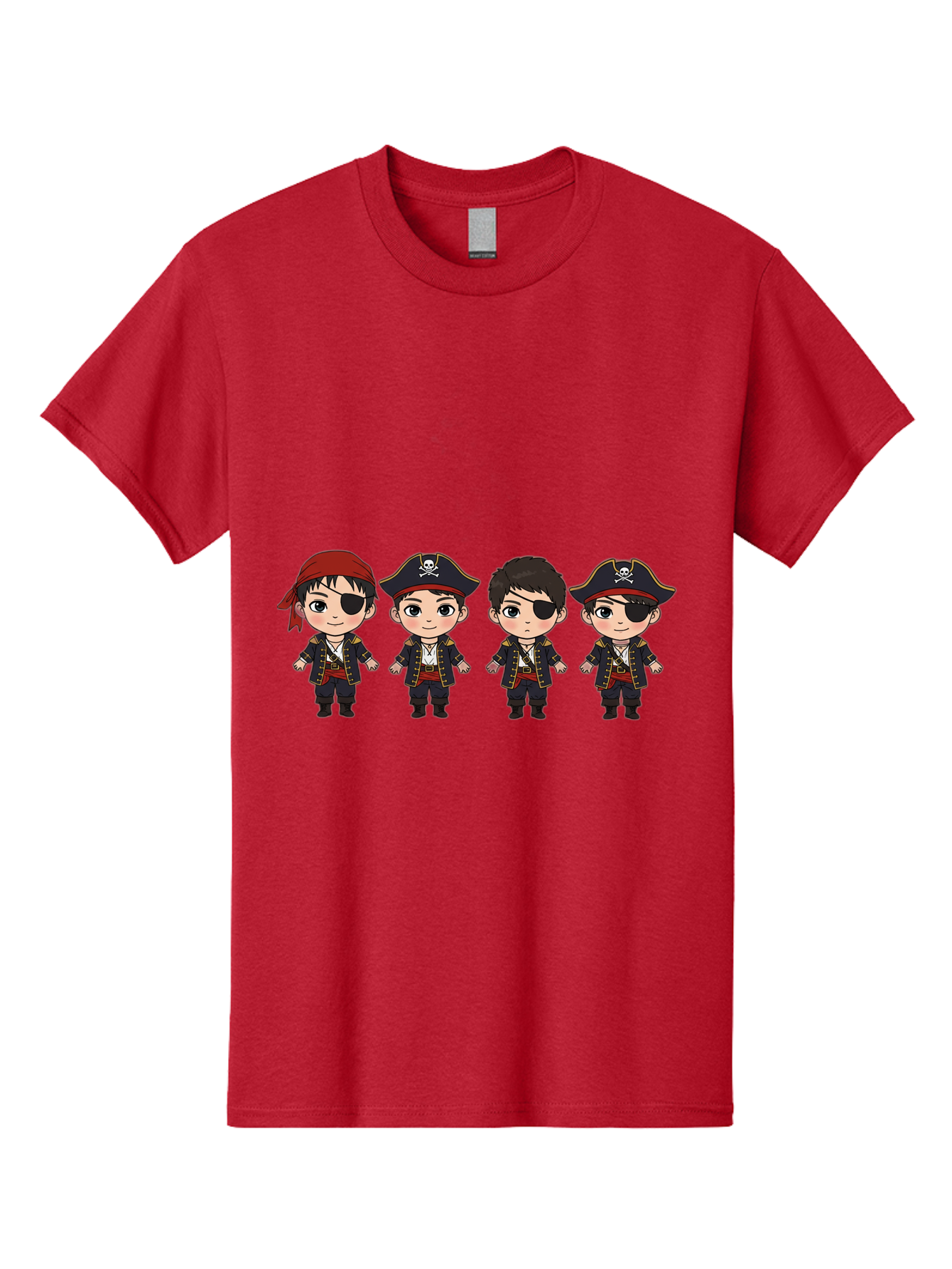 Pirate-Characters Men'S Graphic Tee, 100% Cotton, Comfortable Casual Summer Wear, Machine Washable, Cartoon Pirate Boys, Pirate Costumes, Eye Patches, Pirate Hats, Skull And Crossbones, Pirate Fashion, Kawaii Pirates, Pirate Accessories, Bac257