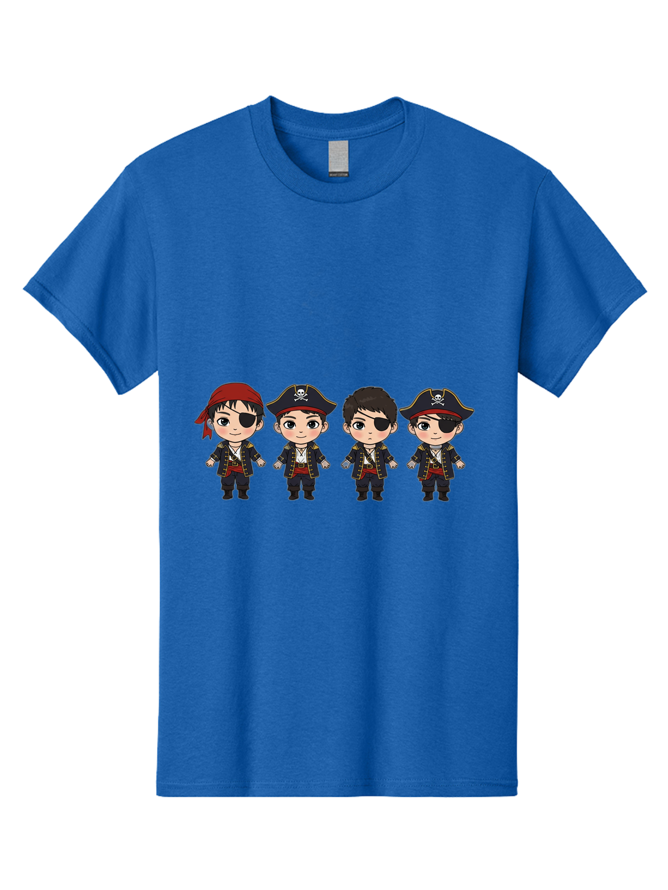 Pirate-Characters Men'S Graphic Tee, 100% Cotton, Comfortable Casual Summer Wear, Machine Washable, Cartoon Pirate Boys, Pirate Costumes, Eye Patches, Pirate Hats, Skull And Crossbones, Pirate Fashion, Kawaii Pirates, Pirate Accessories, Bac257