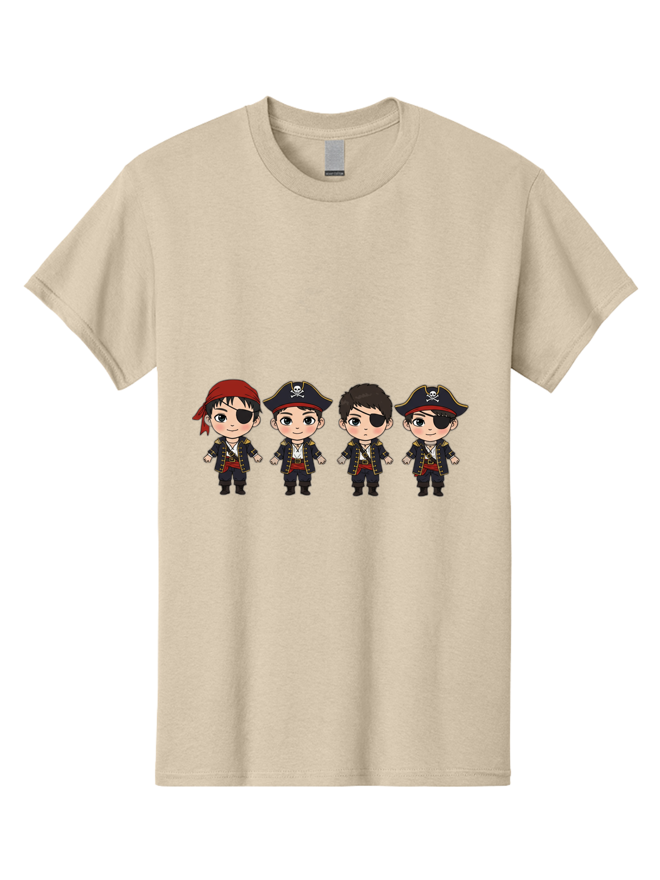 Pirate-Characters Men'S Graphic Tee, 100% Cotton, Comfortable Casual Summer Wear, Machine Washable, Cartoon Pirate Boys, Pirate Costumes, Eye Patches, Pirate Hats, Skull And Crossbones, Pirate Fashion, Kawaii Pirates, Pirate Accessories, Bac257