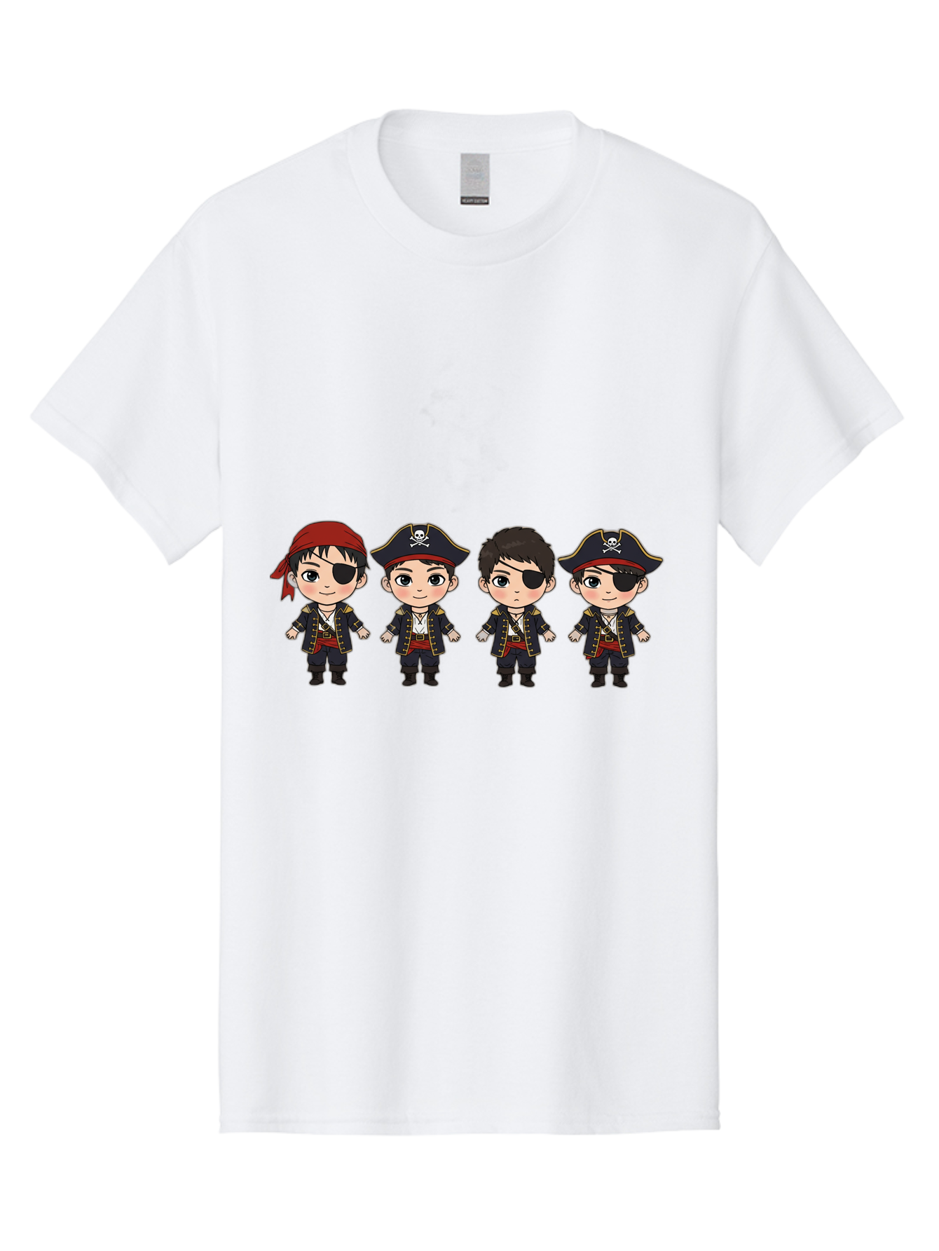 Pirate-Characters Men'S Graphic Tee, 100% Cotton, Comfortable Casual Summer Wear, Machine Washable, Cartoon Pirate Boys, Pirate Costumes, Eye Patches, Pirate Hats, Skull And Crossbones, Pirate Fashion, Kawaii Pirates, Pirate Accessories, Bac257