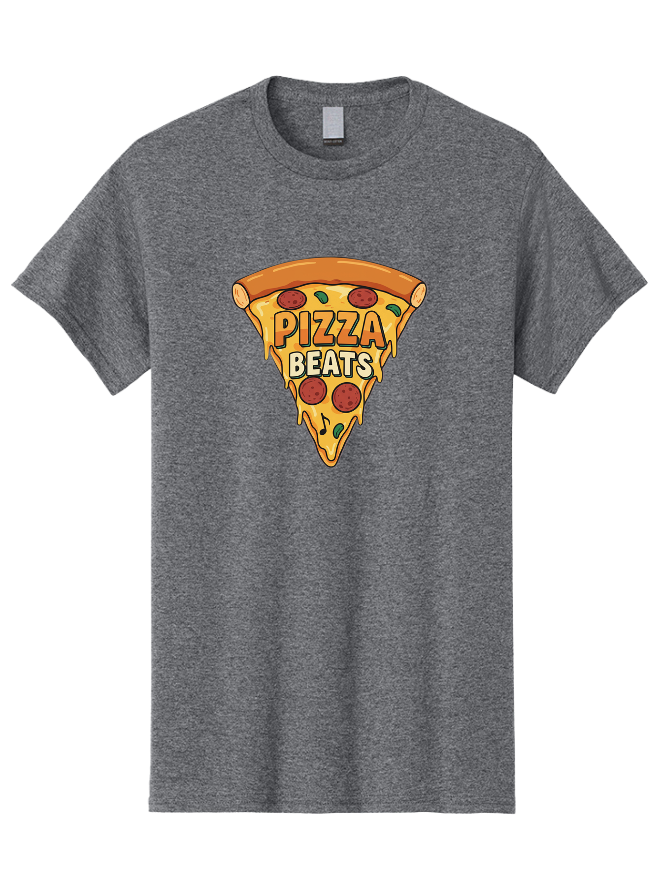 Pizza-Beats Men'S Graphic Tee, 100% Cotton, Comfortable Casual Summer Wear, Machine Washable, Pizza Slice, Pepperoni Pizza, Melted Cheese, Cartoon Food, Playful Graphics, Fun Design, Pizza Beats, Foodie Art, Tasty Treats, Delicious Pizza Bac260