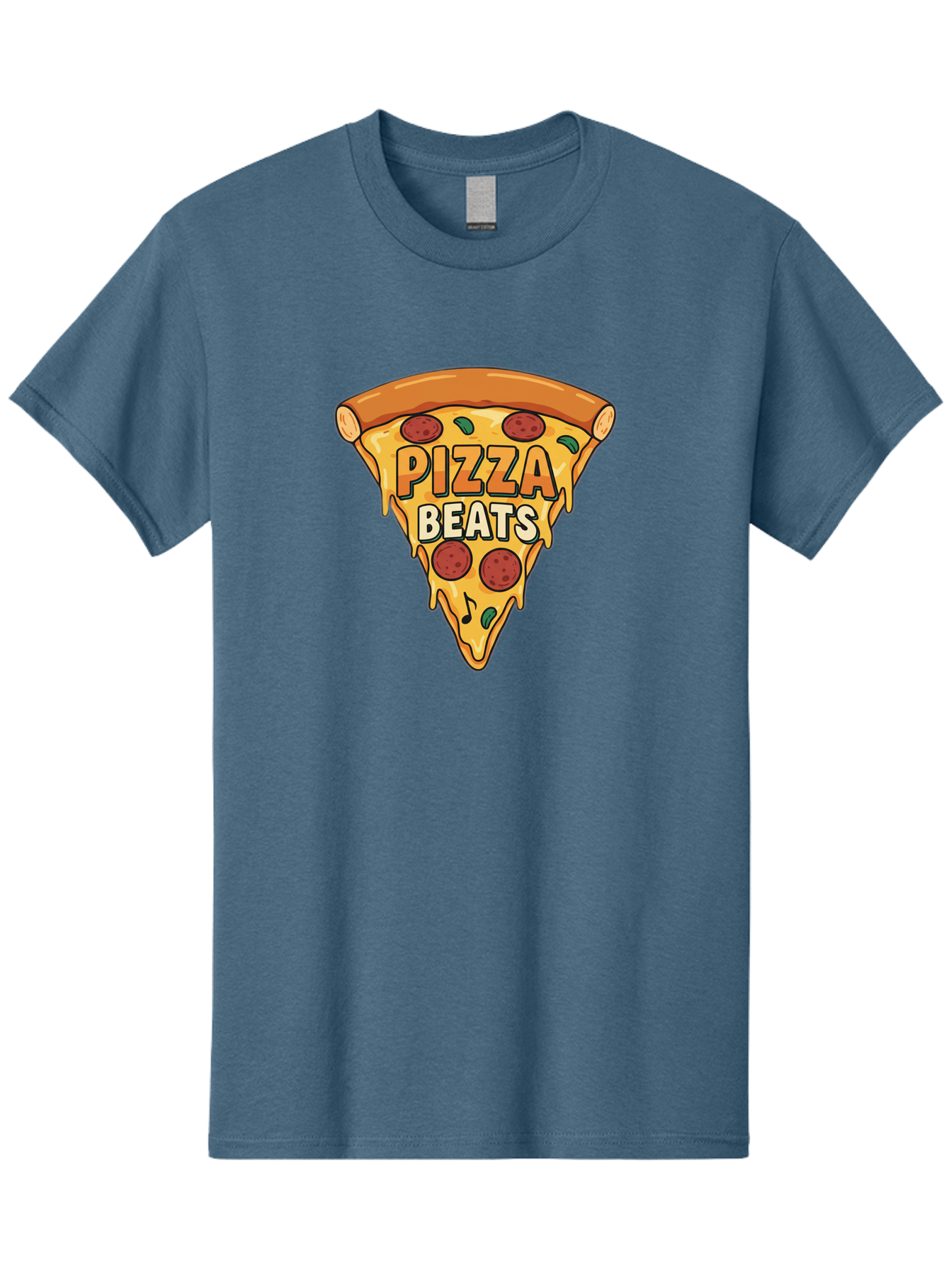 Pizza-Beats Men'S Graphic Tee, 100% Cotton, Comfortable Casual Summer Wear, Machine Washable, Pizza Slice, Pepperoni Pizza, Melted Cheese, Cartoon Food, Playful Graphics, Fun Design, Pizza Beats, Foodie Art, Tasty Treats, Delicious Pizza Bac260