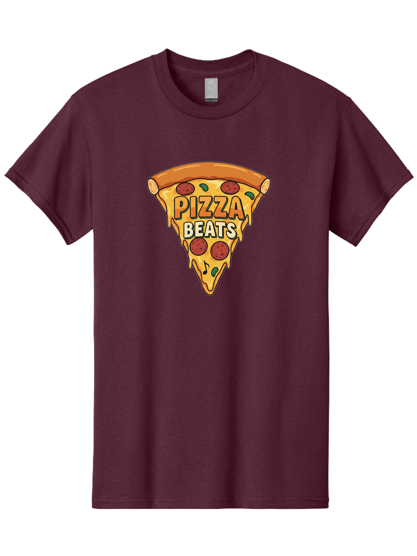 Pizza-Beats Men'S Graphic Tee, 100% Cotton, Comfortable Casual Summer Wear, Machine Washable, Pizza Slice, Pepperoni Pizza, Melted Cheese, Cartoon Food, Playful Graphics, Fun Design, Pizza Beats, Foodie Art, Tasty Treats, Delicious Pizza Bac260