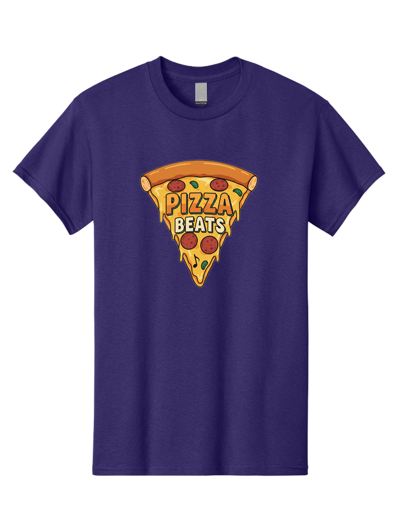 Pizza-Beats Men'S Graphic Tee, 100% Cotton, Comfortable Casual Summer Wear, Machine Washable, Pizza Slice, Pepperoni Pizza, Melted Cheese, Cartoon Food, Playful Graphics, Fun Design, Pizza Beats, Foodie Art, Tasty Treats, Delicious Pizza Bac260