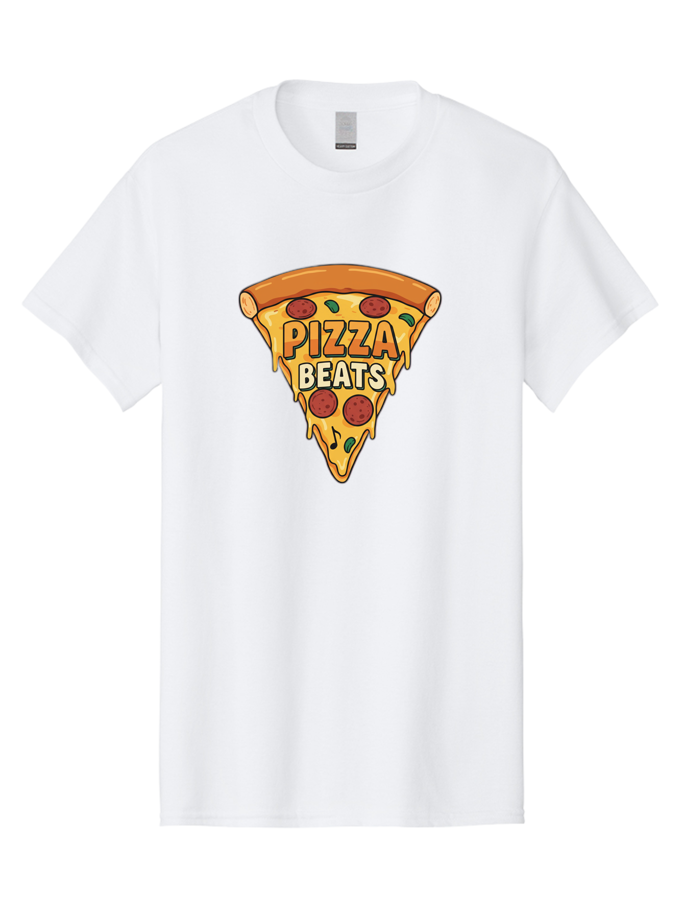 Pizza-Beats Men'S Graphic Tee, 100% Cotton, Comfortable Casual Summer Wear, Machine Washable, Pizza Slice, Pepperoni Pizza, Melted Cheese, Cartoon Food, Playful Graphics, Fun Design, Pizza Beats, Foodie Art, Tasty Treats, Delicious Pizza Bac260