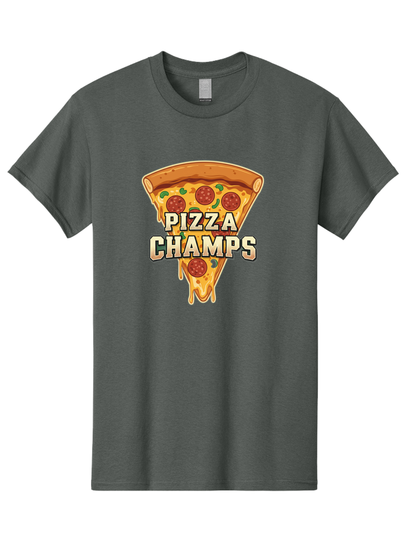 Pizza-Champs Men'S Graphic Tee, 100% Cotton, Comfortable Casual Summer Wear, Machine Washable, Pepperoni Pizza Slice, Cheese Stretch, Pizza Toppings, Italian Food, Pizza Champions, Gaming Logo, Cartoon Style, Appetizing Pizza, Cheesy Pizza, Bac261