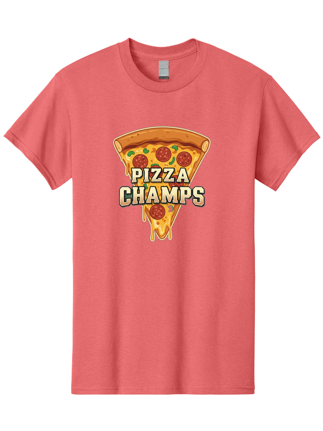 Pizza-Champs Men'S Graphic Tee, 100% Cotton, Comfortable Casual Summer Wear, Machine Washable, Pepperoni Pizza Slice, Cheese Stretch, Pizza Toppings, Italian Food, Pizza Champions, Gaming Logo, Cartoon Style, Appetizing Pizza, Cheesy Pizza, Bac261