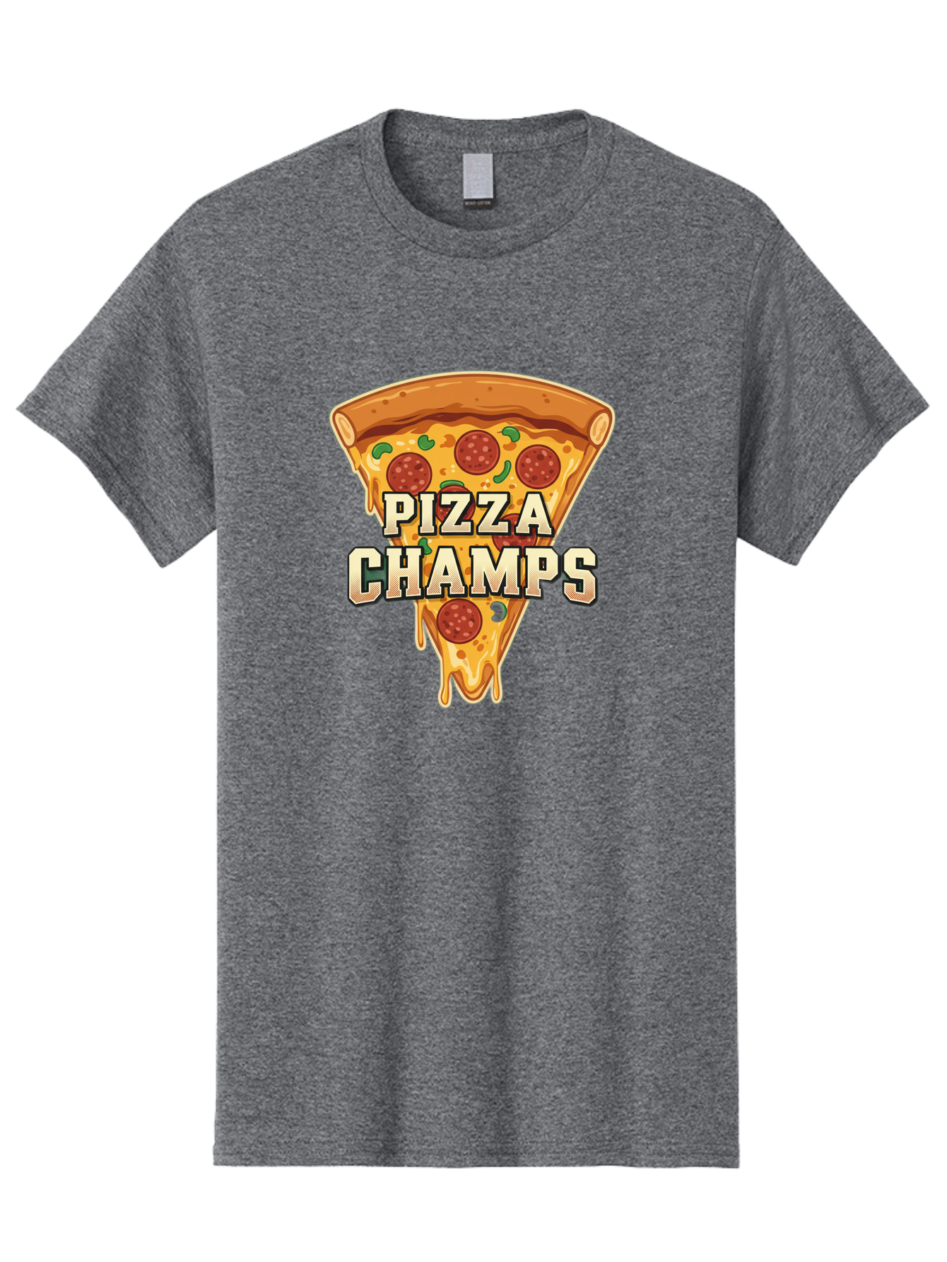 Pizza-Champs Men'S Graphic Tee, 100% Cotton, Comfortable Casual Summer Wear, Machine Washable, Pepperoni Pizza Slice, Cheese Stretch, Pizza Toppings, Italian Food, Pizza Champions, Gaming Logo, Cartoon Style, Appetizing Pizza, Cheesy Pizza, Bac261