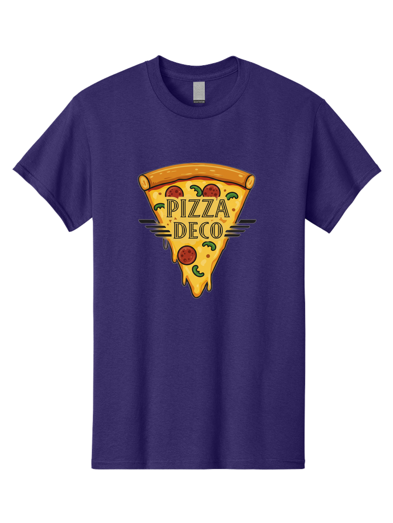 Pizza-Deco Men'S Graphic Tee, 100% Cotton, Comfortable Casual Summer Wear, Machine Washable, Pizza Slice, Melted Cheese, Pepperoni Pizza, Jalapeno Slices, Italian Food, Food Logo, Pizza Branding, Cartoon Illustration, Cheesy Goodness, Bac263