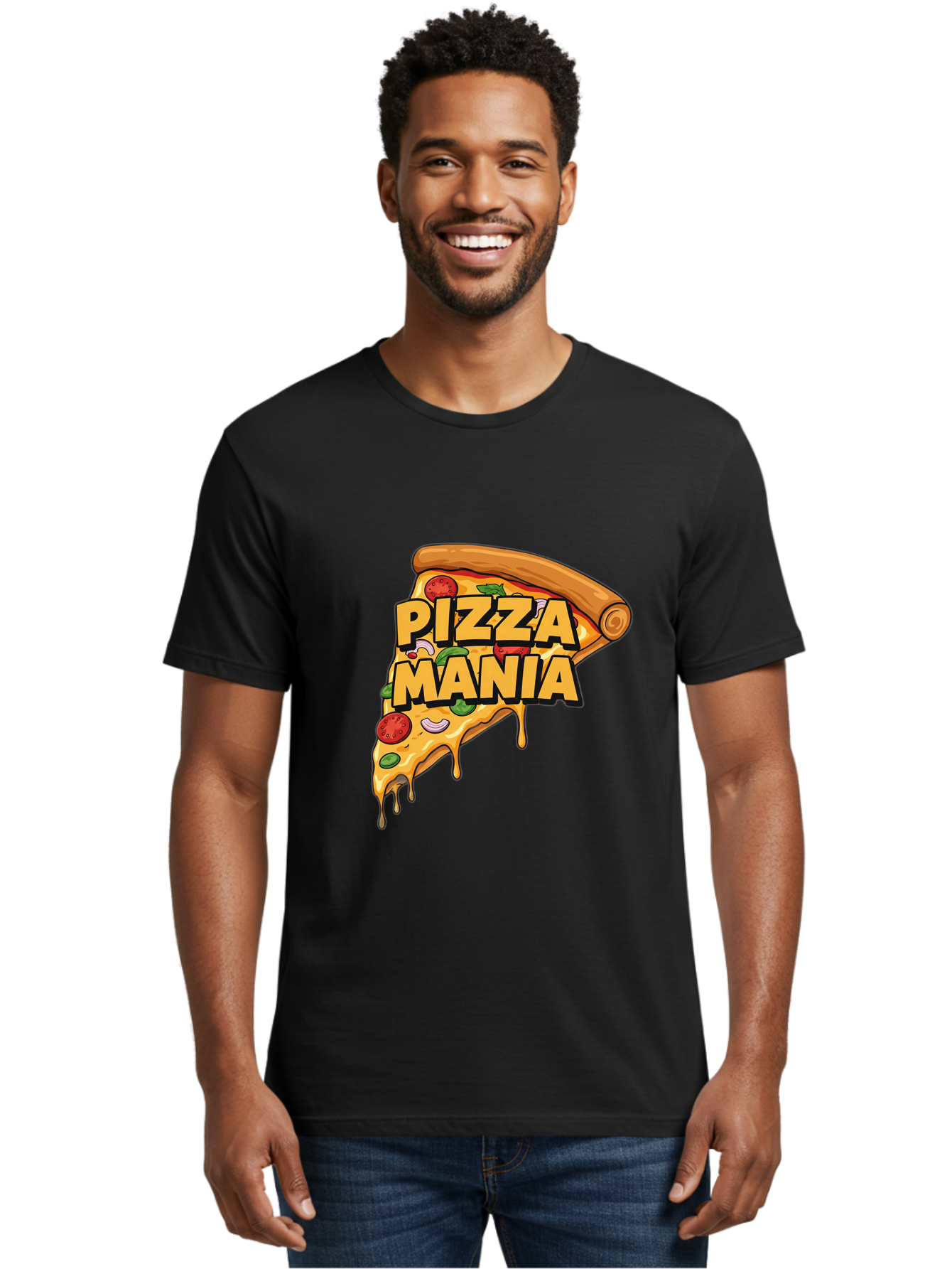Pizza-Mania Men'S Graphic Tee, 100% Cotton, Comfortable Casual Summer Wear, Machine Washable, Cheesy Pizza Slice, Pizza Toppings, Tomato Sauce, Melted Mozzarella, Pizza Mania, Foodie, Italian Cuisine, Savory Delight, Mouth-Watering Pizza Bac266