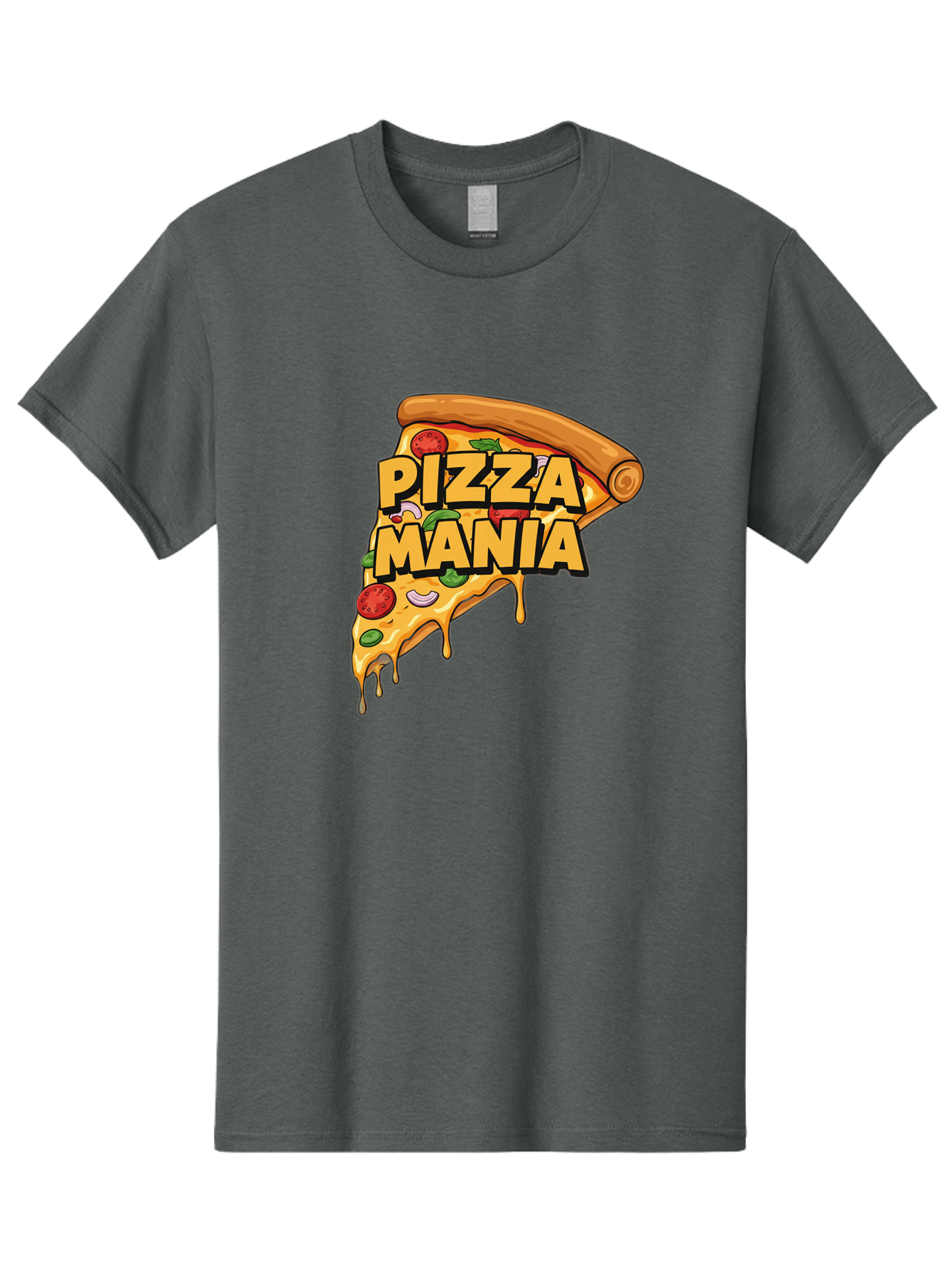 Pizza-Mania Men'S Graphic Tee, 100% Cotton, Comfortable Casual Summer Wear, Machine Washable, Cheesy Pizza Slice, Pizza Toppings, Tomato Sauce, Melted Mozzarella, Pizza Mania, Foodie, Italian Cuisine, Savory Delight, Mouth-Watering Pizza Bac266