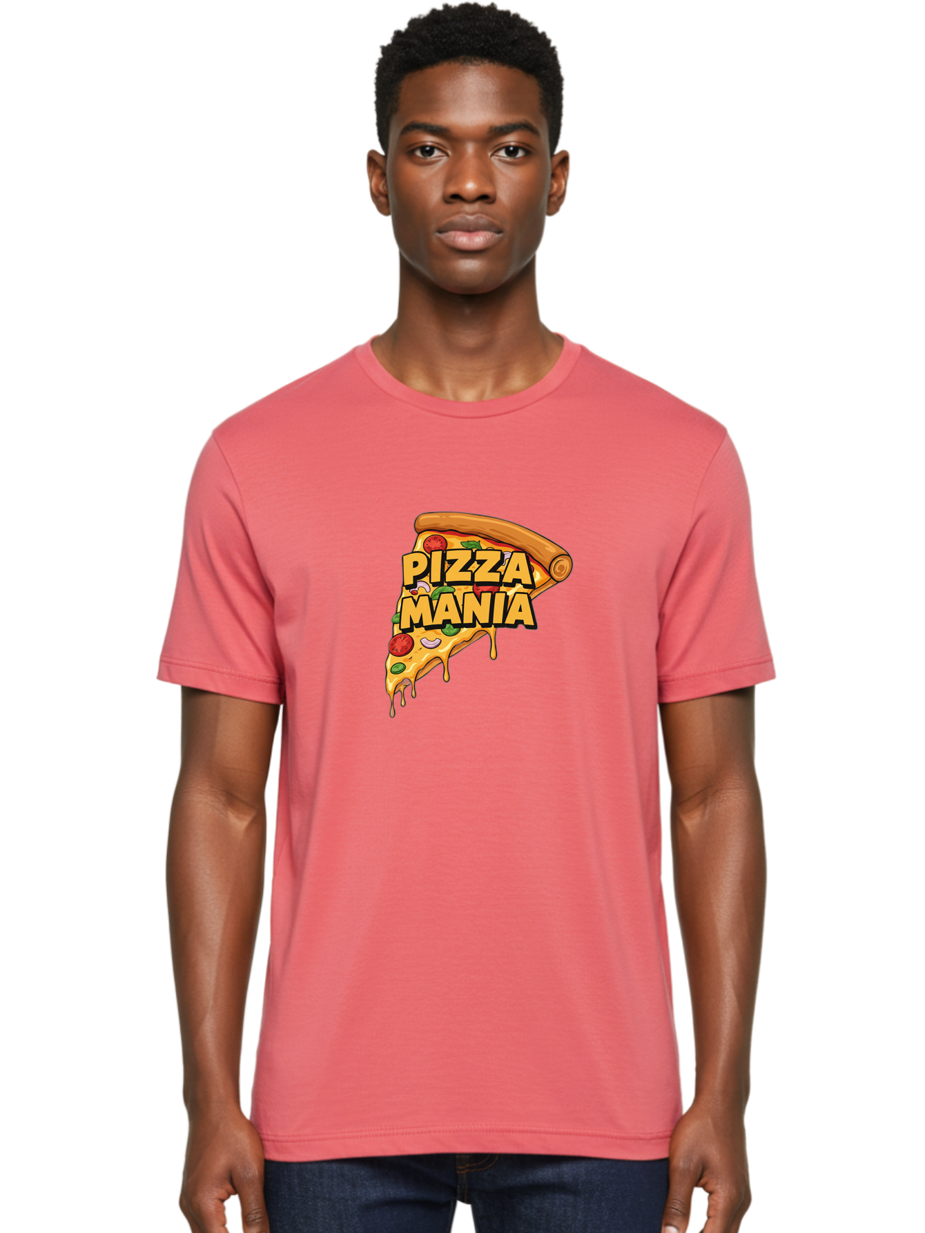 Pizza-Mania Men'S Graphic Tee, 100% Cotton, Comfortable Casual Summer Wear, Machine Washable, Cheesy Pizza Slice, Pizza Toppings, Tomato Sauce, Melted Mozzarella, Pizza Mania, Foodie, Italian Cuisine, Savory Delight, Mouth-Watering Pizza Bac266