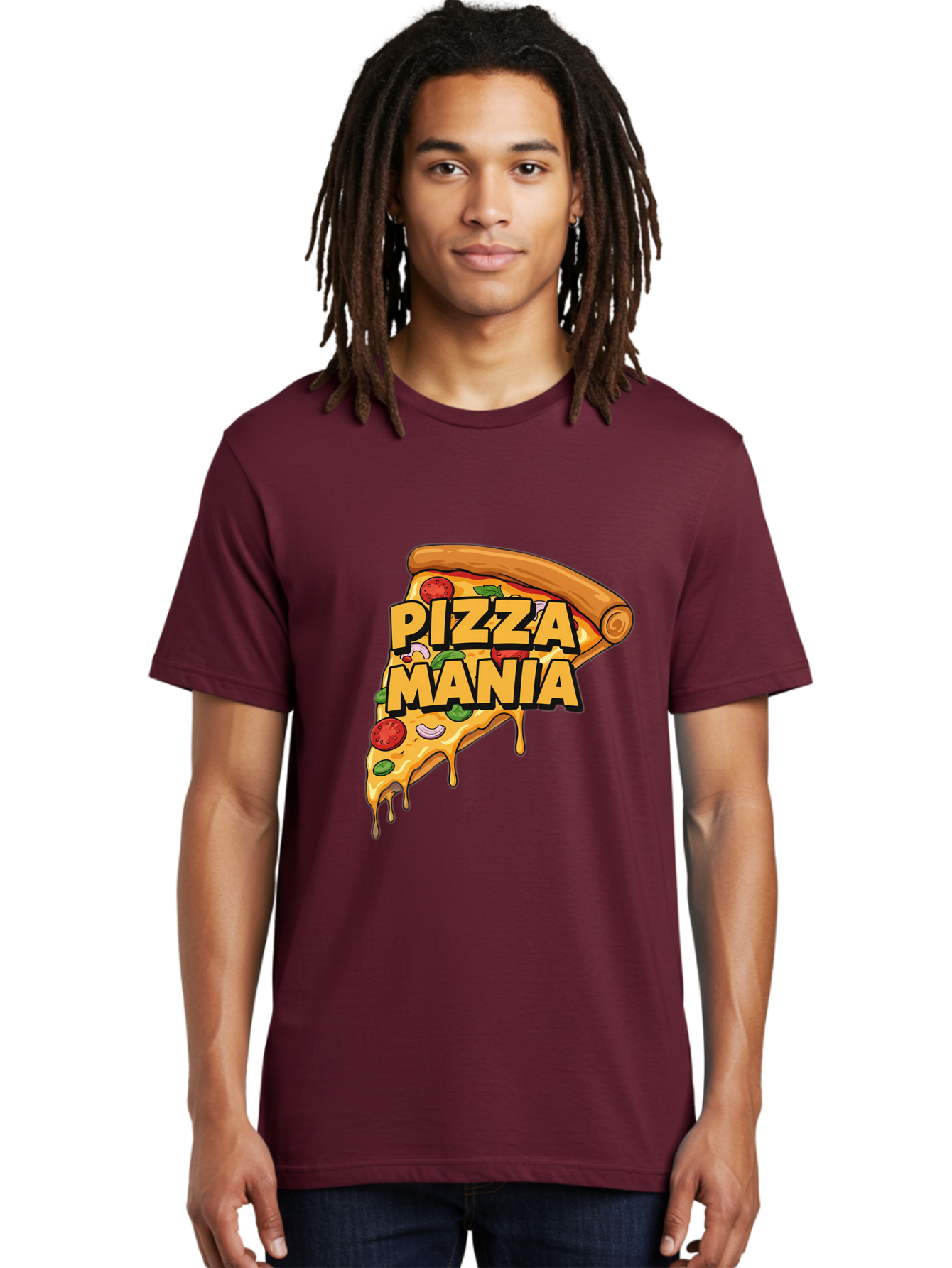 Pizza-Mania Men'S Graphic Tee, 100% Cotton, Comfortable Casual Summer Wear, Machine Washable, Cheesy Pizza Slice, Pizza Toppings, Tomato Sauce, Melted Mozzarella, Pizza Mania, Foodie, Italian Cuisine, Savory Delight, Mouth-Watering Pizza Bac266